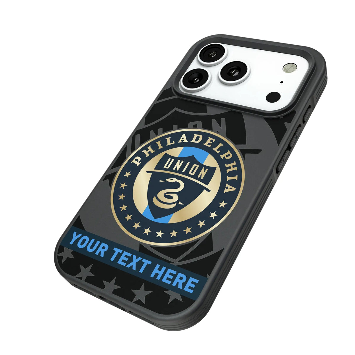 Philadelphia Union Personalized Tilt iPhone Bump Phone Case for Apple iPhone - Isometric View#Device_iPhone 18 Pro