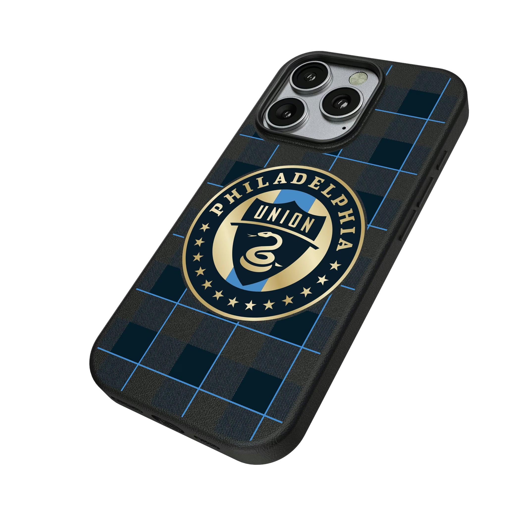 Philadelphia Union Plaid iPhone MagSafe Compatible Phone Case for Apple iPhone - Isometric View