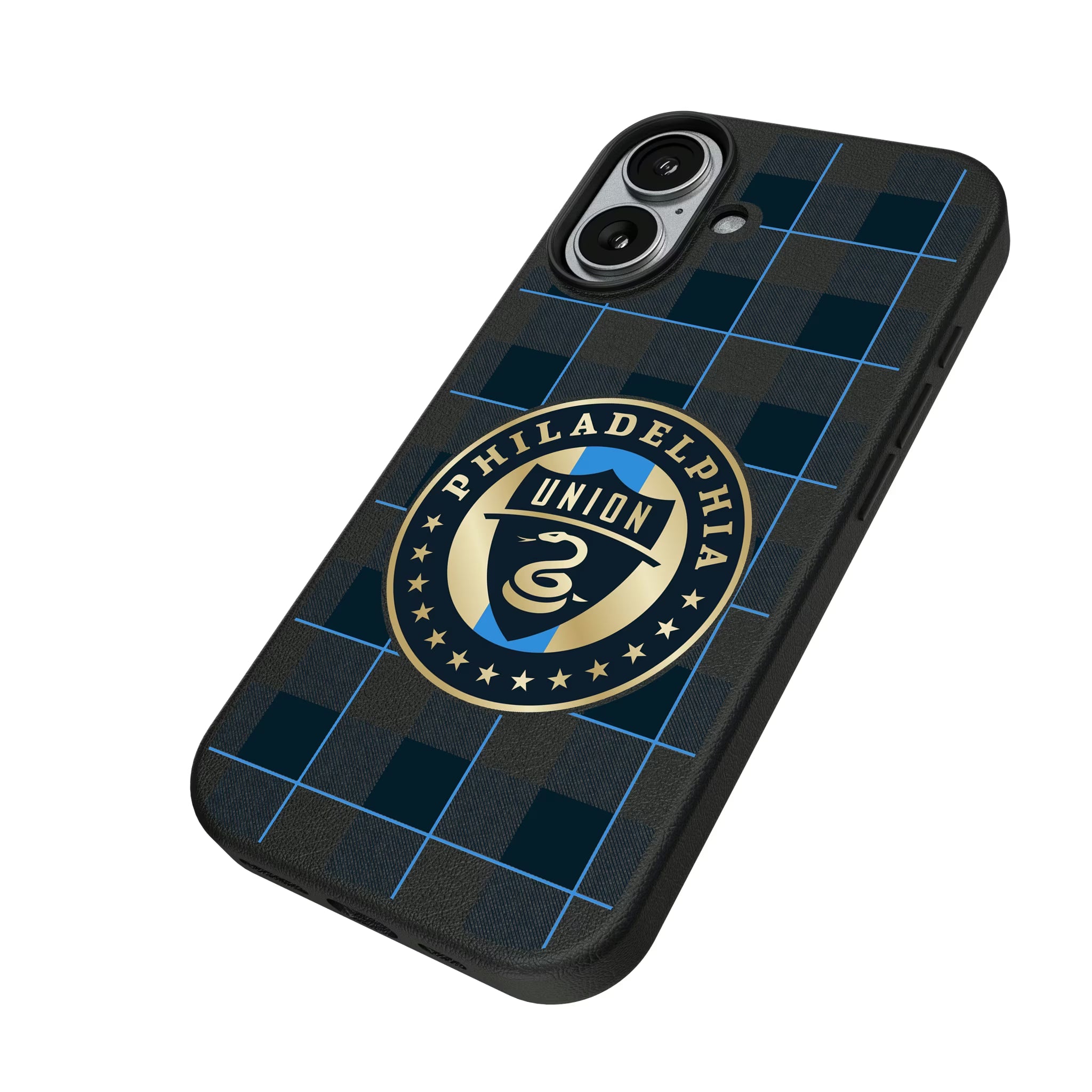 Philadelphia Union Plaid iPhone MagSafe Compatible Phone Case for Apple iPhone - Isometric View#Device_iPhone 17