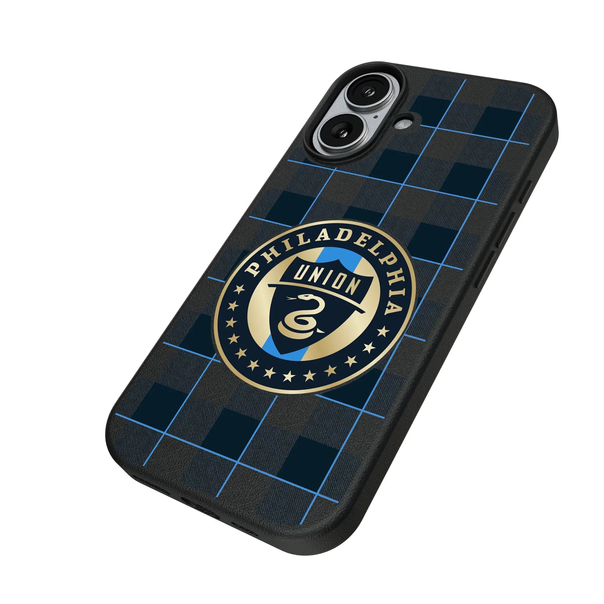 Philadelphia Union Plaid iPhone MagSafe Compatible Phone Case for Apple iPhone - Isometric View#Device_iPhone 17