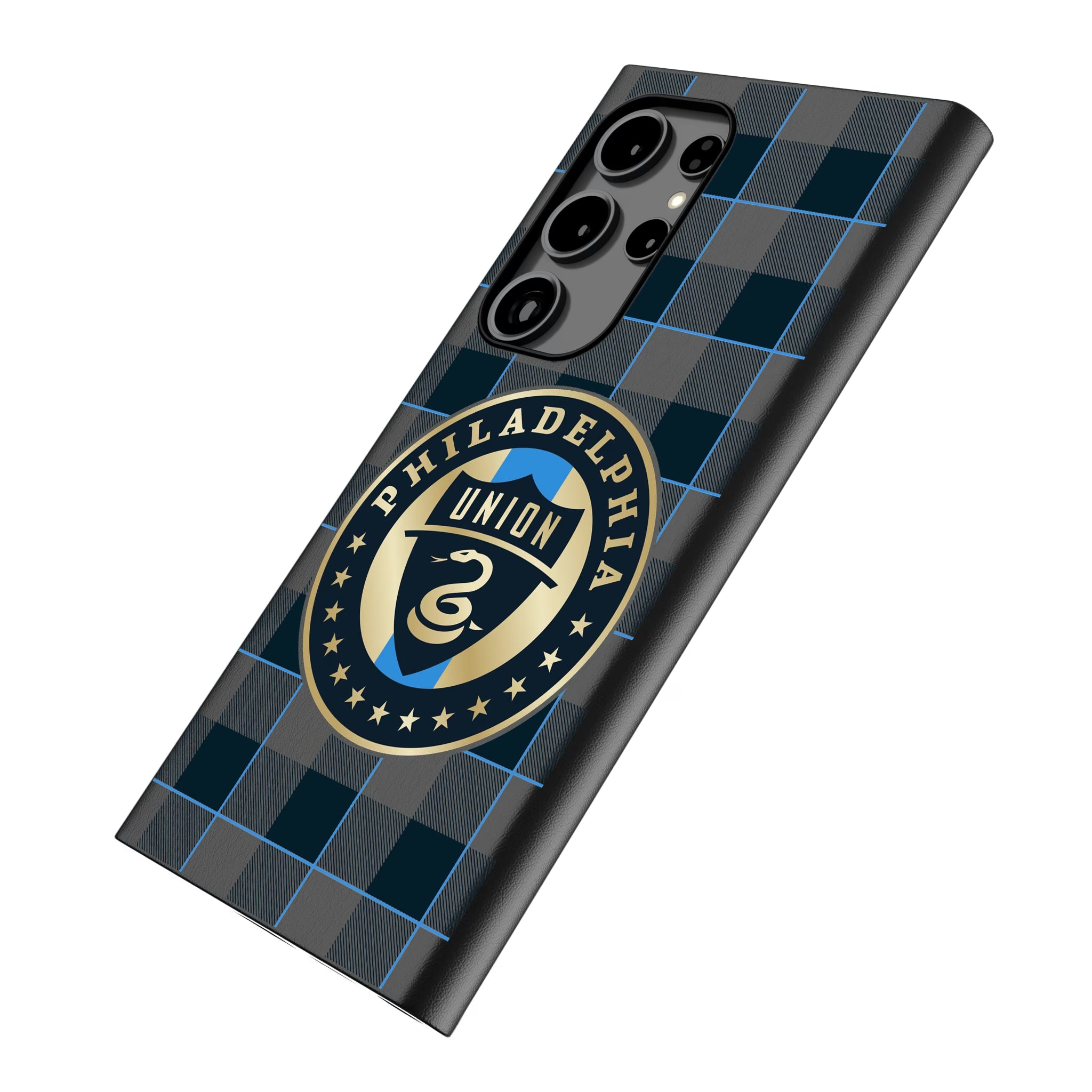 Philadelphia Union Plaid Galaxy MagSafe Compatible Phone Case for Samsung Galaxy - Isometric View