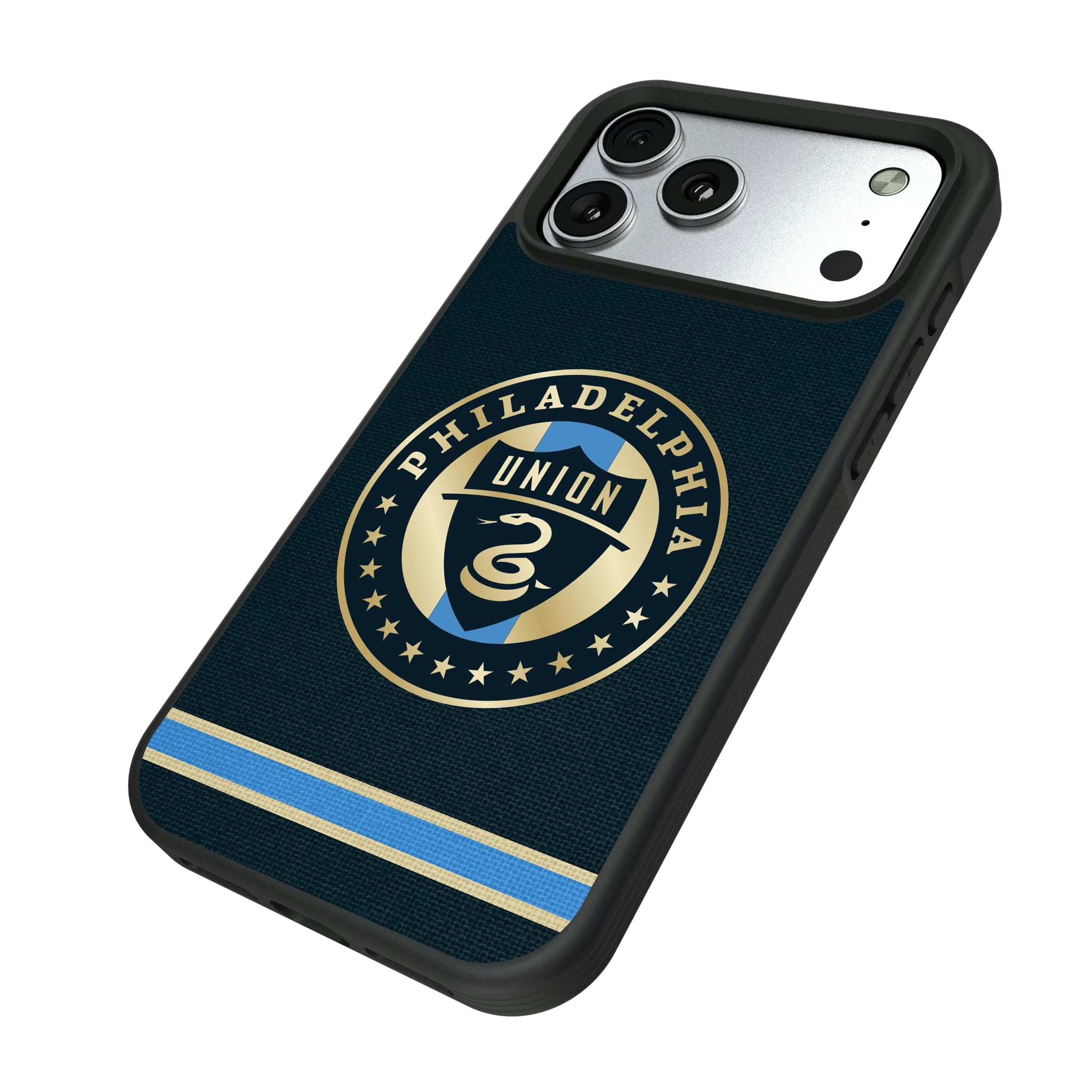 Philadelphia Union Stripe iPhone Bump Phone Case for Apple iPhone - Isometric View#Device_iPhone 17 Pro Max