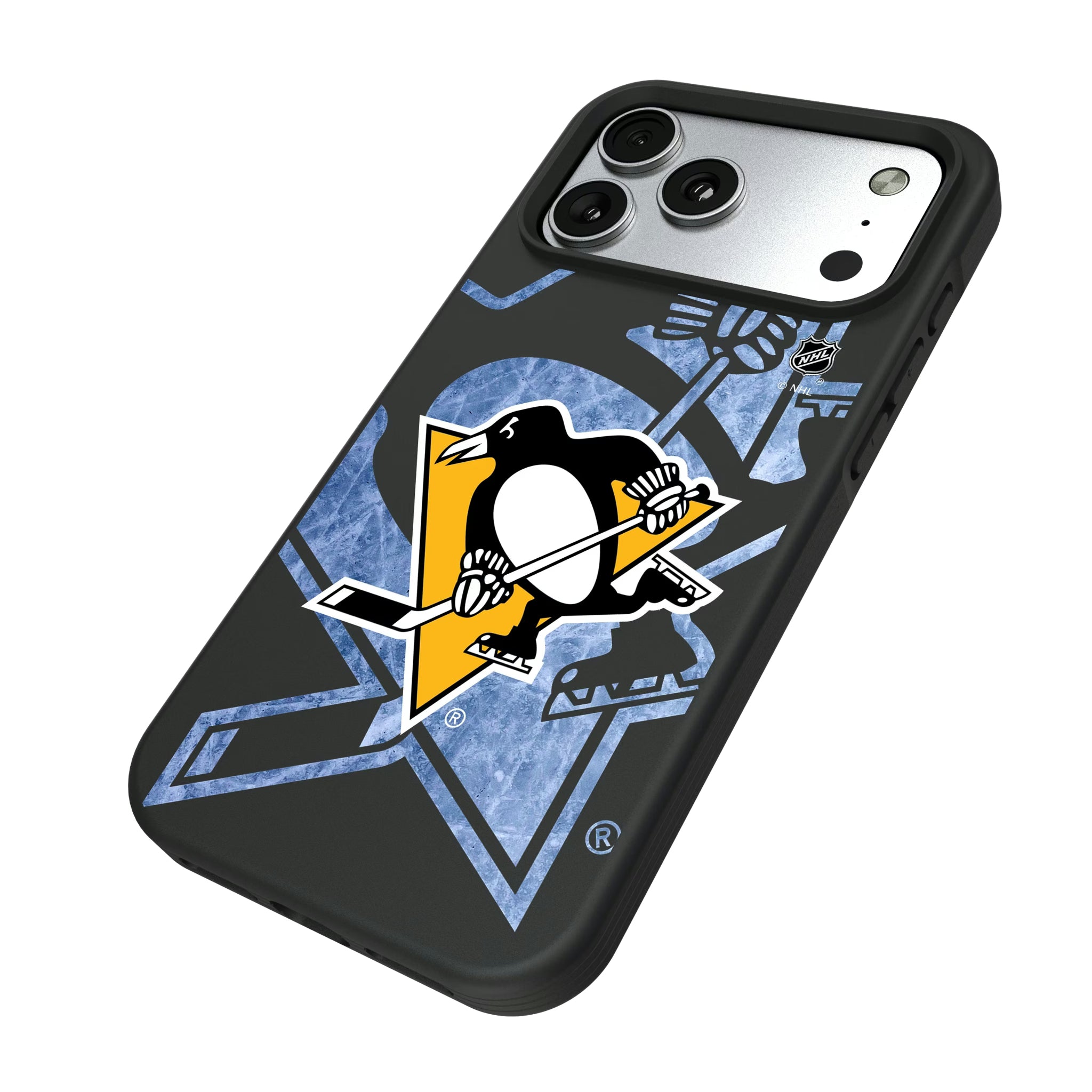 Pittsburgh Penguins Ice Tilt iPhone Bump Phone Case for Apple iPhone - Isometric View#Device_iPhone 17 Pro Max