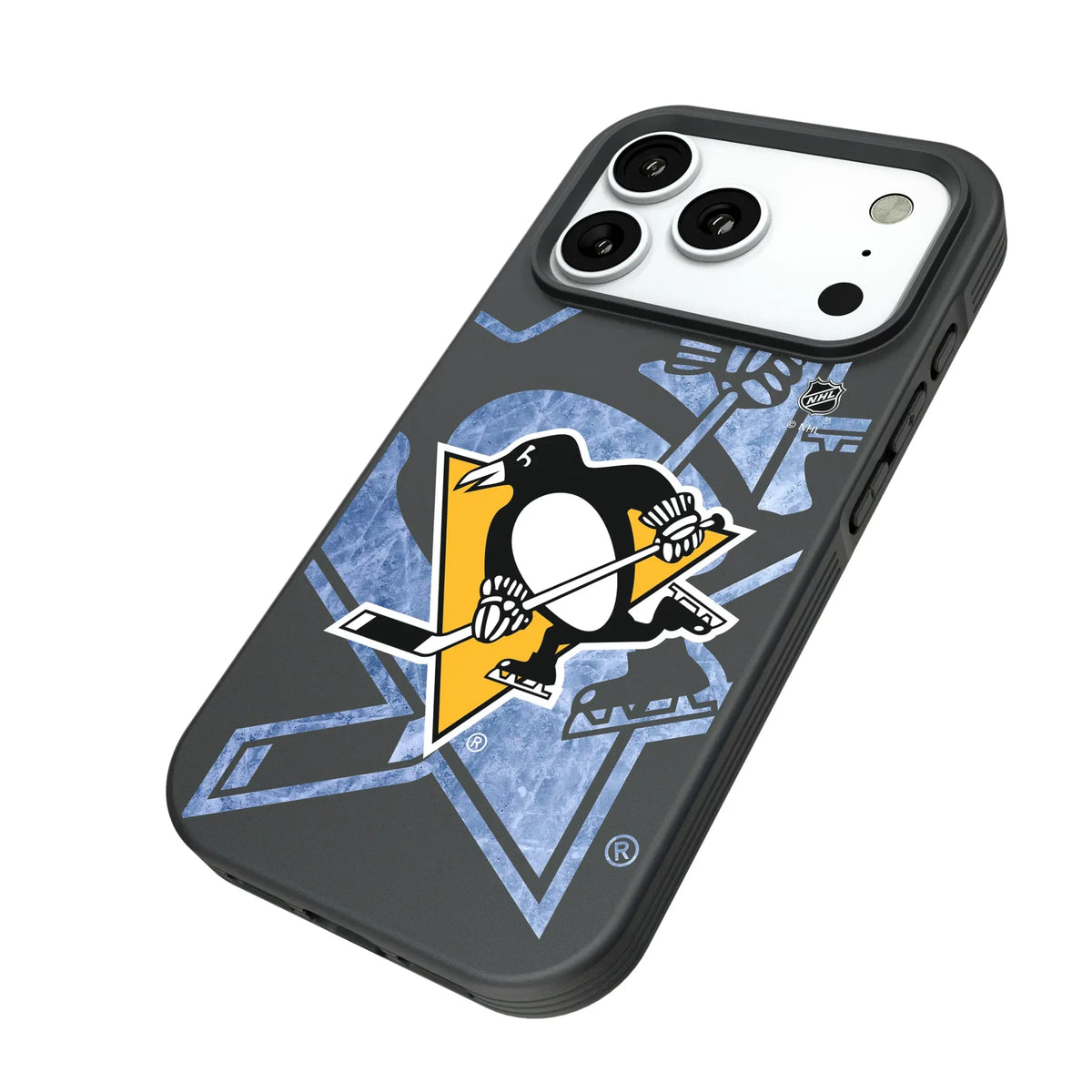 Pittsburgh Penguins Ice Tilt iPhone Bump Phone Case for Apple iPhone - Isometric View#Device_iPhone 18 Pro