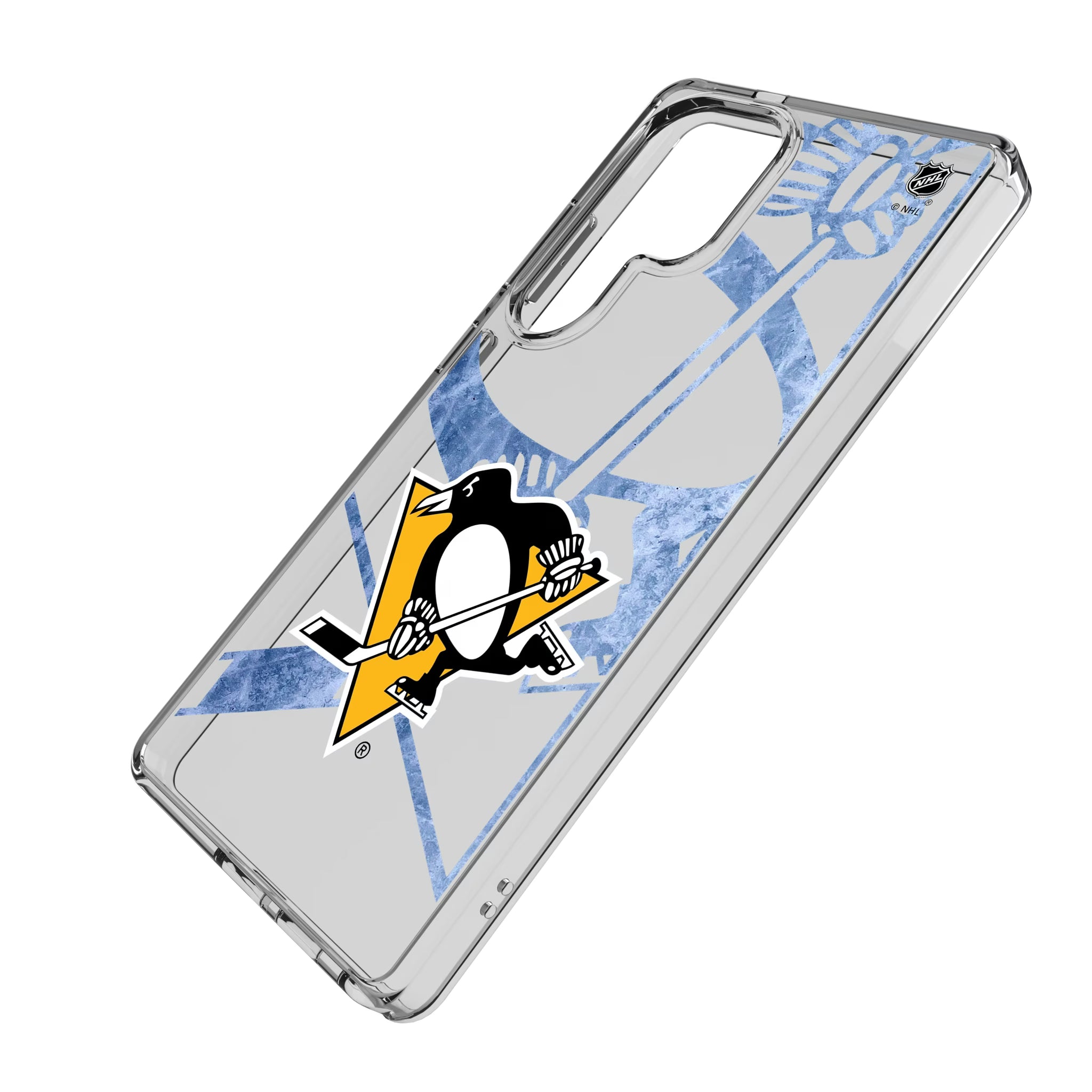 Pittsburgh Penguins Ice Tilt Galaxy Clear Phone Case for Samsung Galaxy - Isometric View