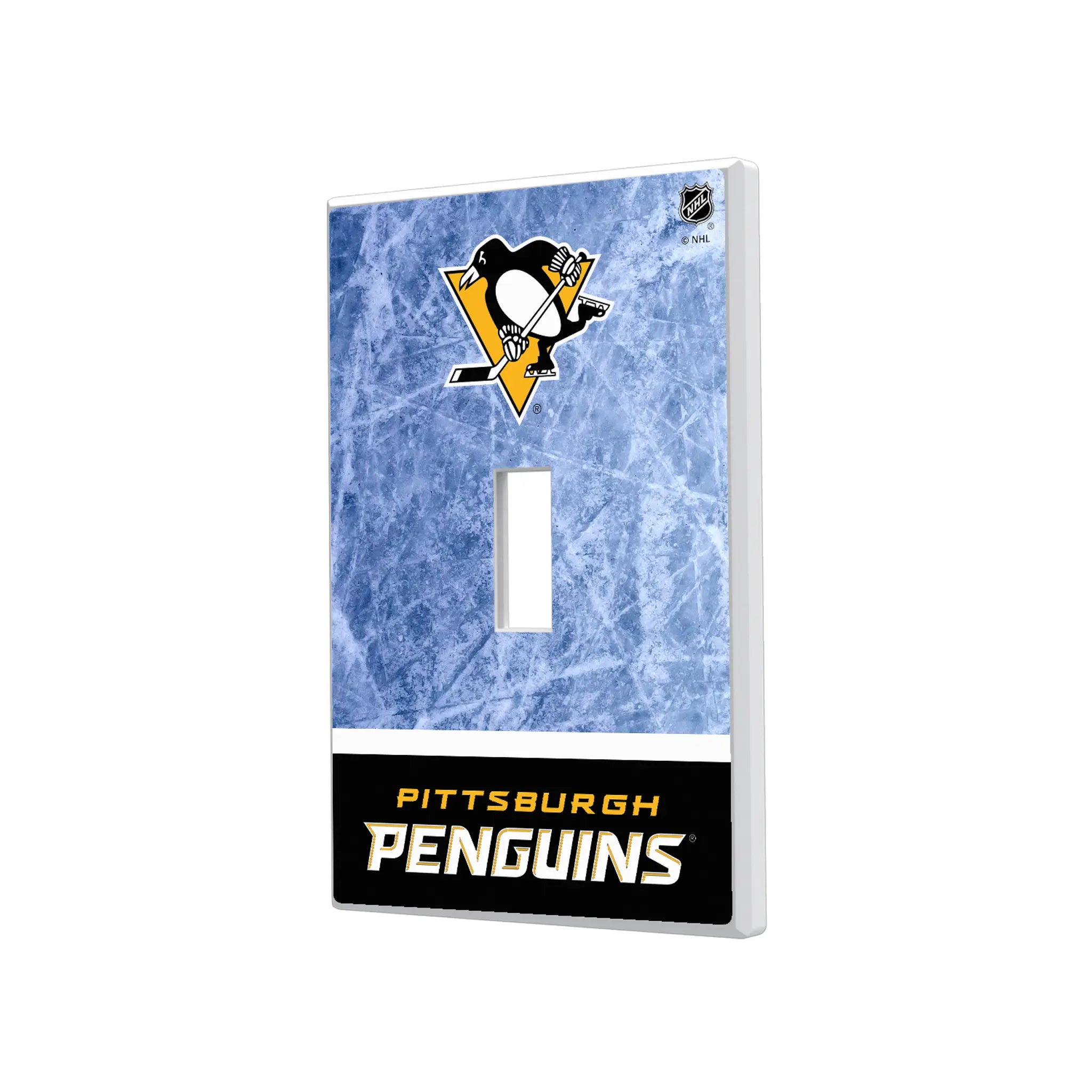 Pittsburgh Penguins Ice Wordmark Hidden-Screw Light Switch Plate#Style_Single Toggle