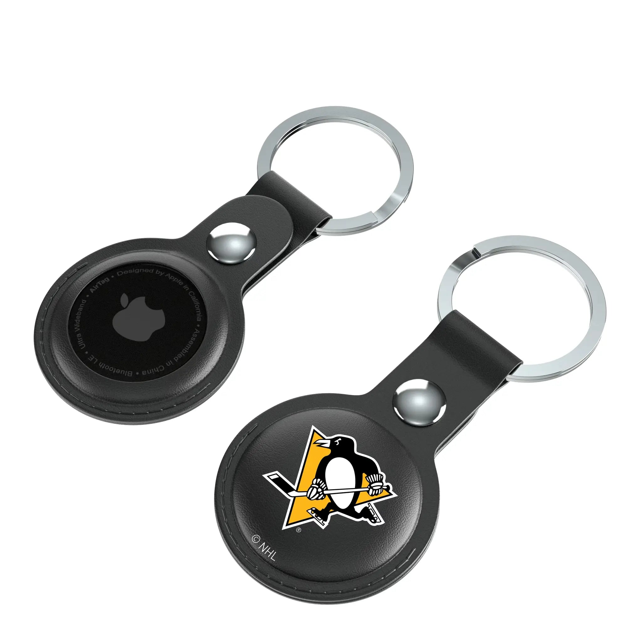 Pittsburgh Penguins Insignia AirTag Black Airtag Holder 2-Pack - Isometric View