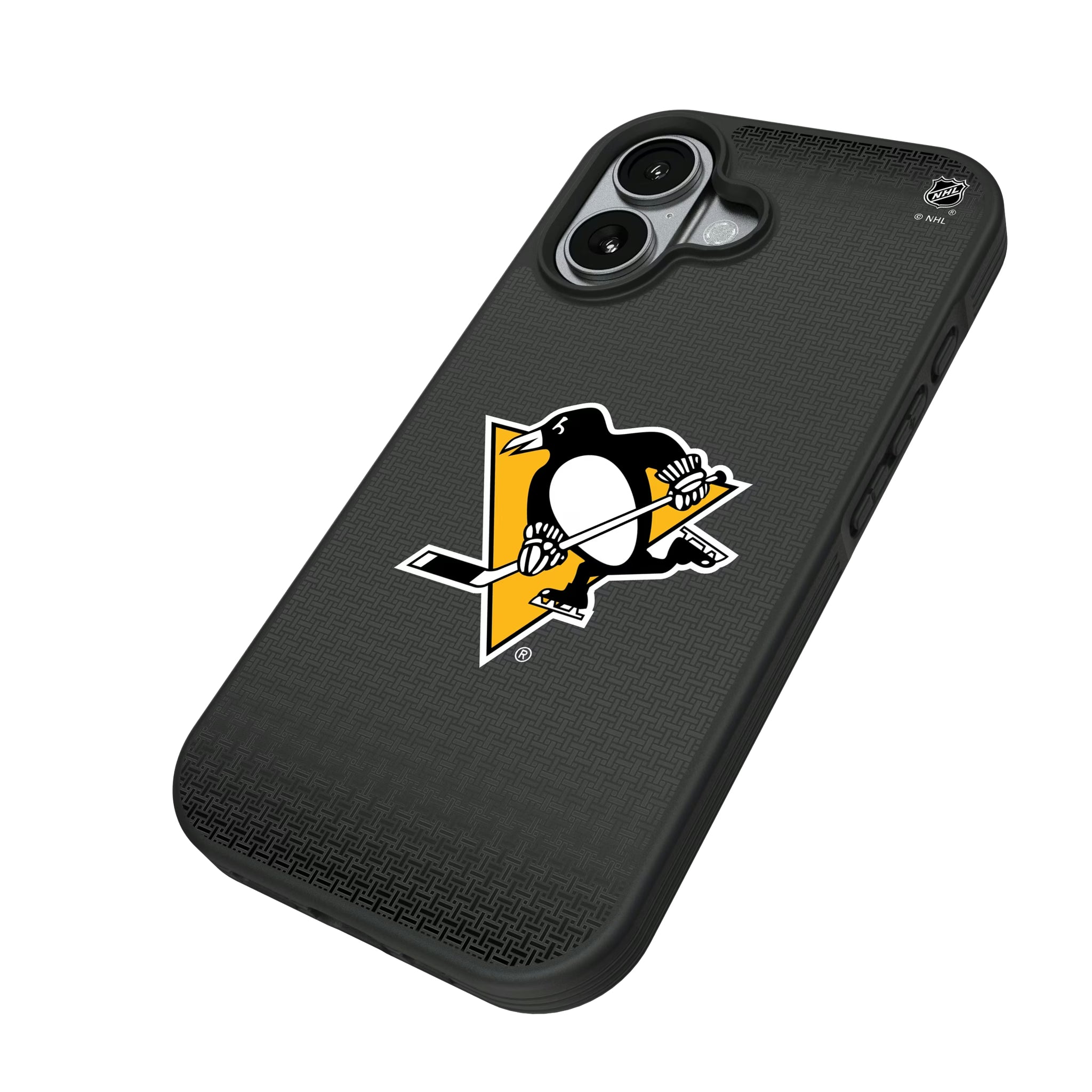 Pittsburgh Penguins Linen iPhone Bump Phone Case for Apple iPhone - Isometric View#Device_iPhone 17