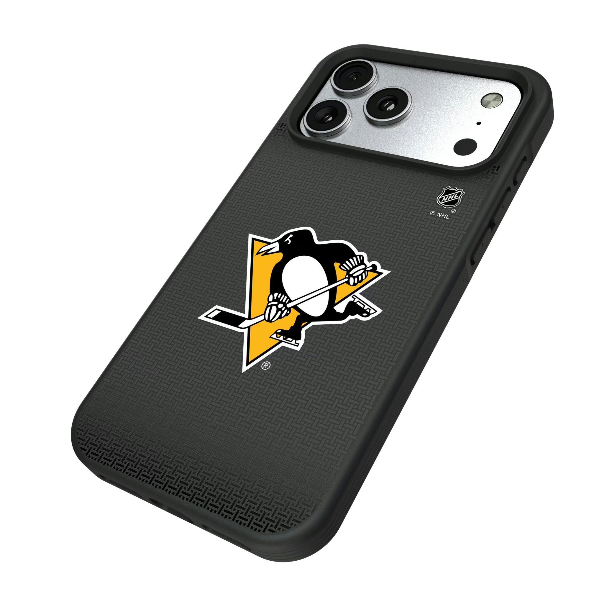 Pittsburgh Penguins Linen iPhone Bump Phone Case for Apple iPhone - Isometric View#Device_iPhone 17 Pro Max