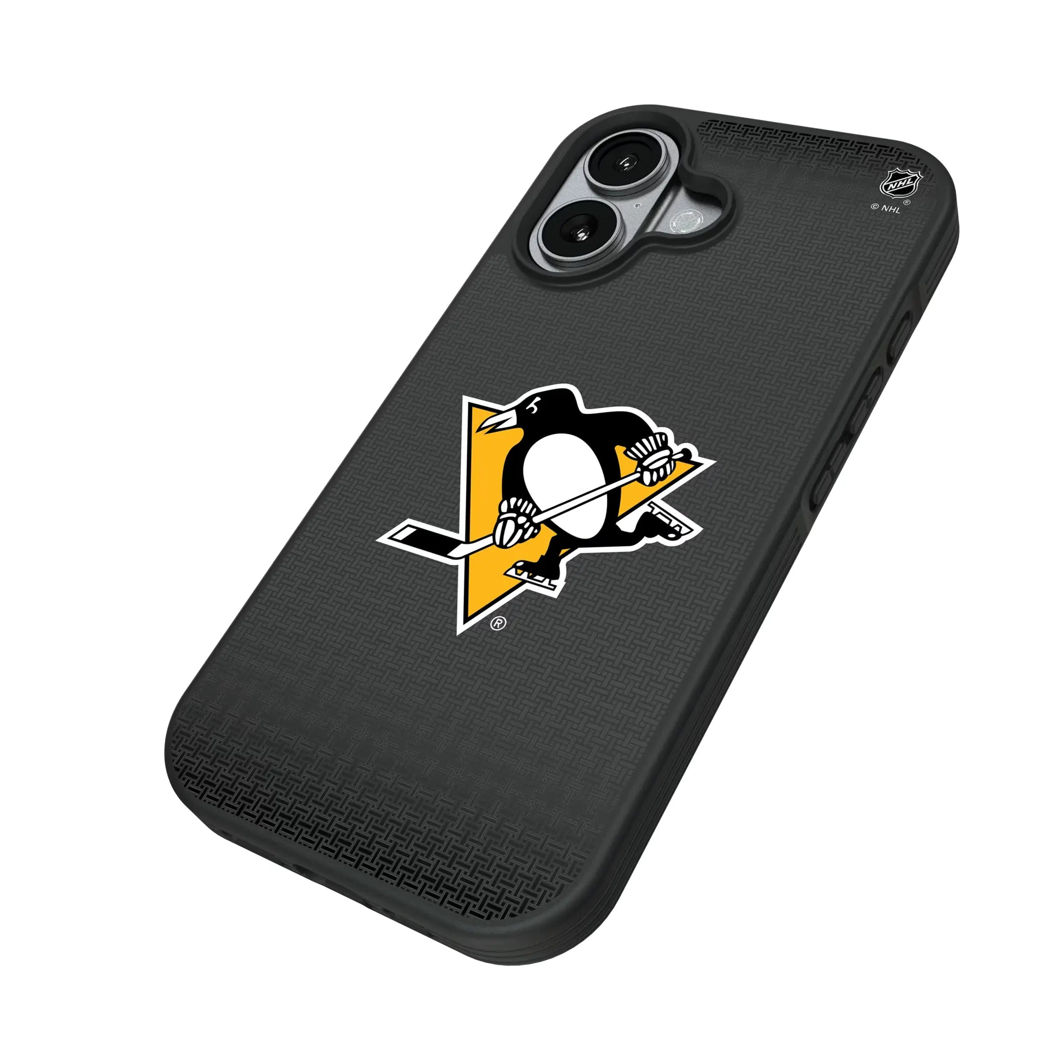 Pittsburgh Penguins Linen iPhone Bump Phone Case for Apple iPhone - Isometric View#Device_iPhone 17