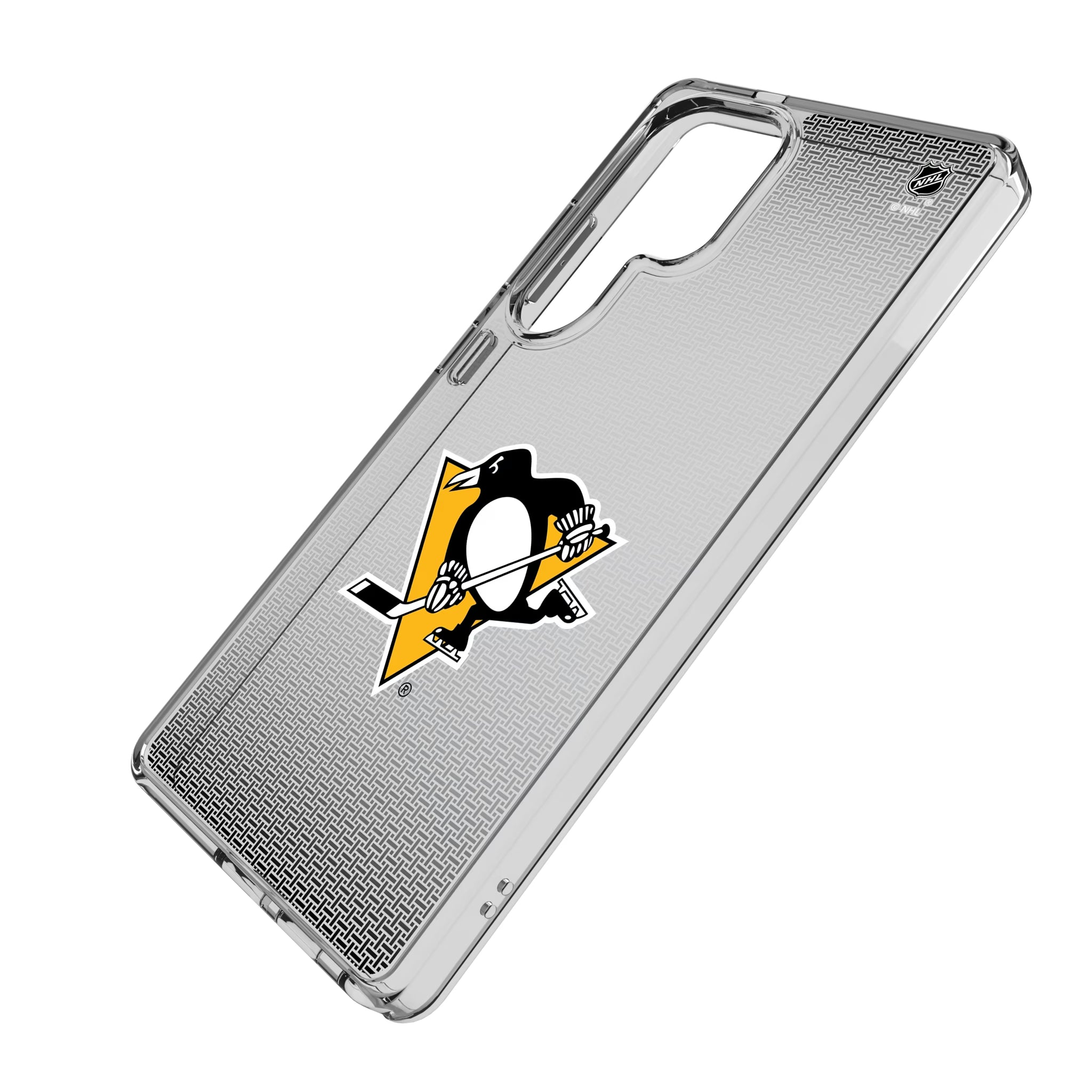 Pittsburgh Penguins Linen Galaxy Clear Phone Case for Samsung Galaxy - Isometric View