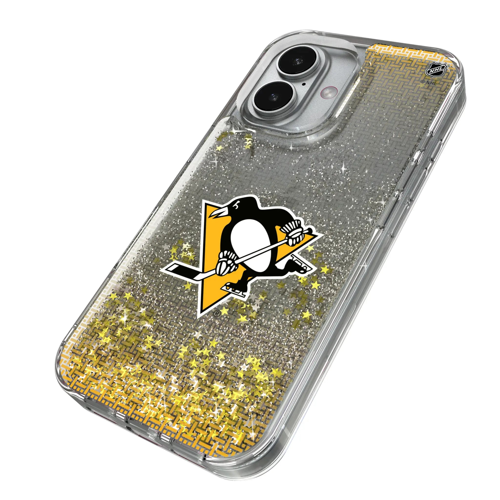 Pittsburgh Penguins Linen iPhone Glitter Phone Case for Apple iPhone - Isometric View