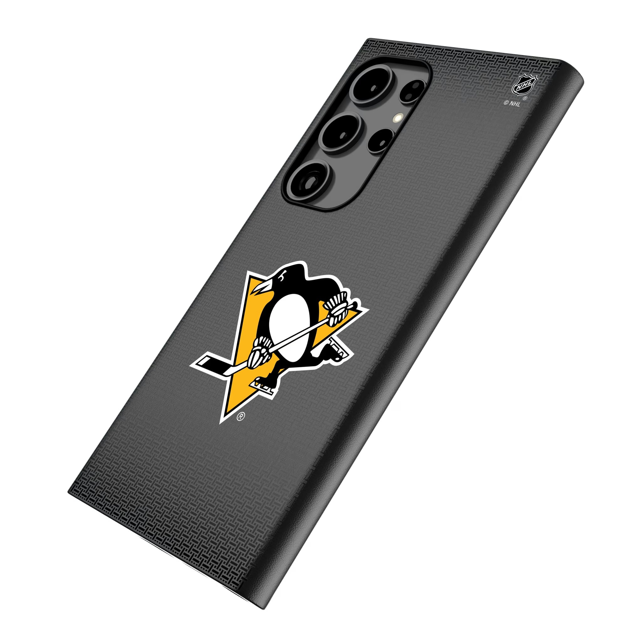 Pittsburgh Penguins Linen Galaxy MagSafe Compatible Phone Case for Samsung Galaxy - Isometric View