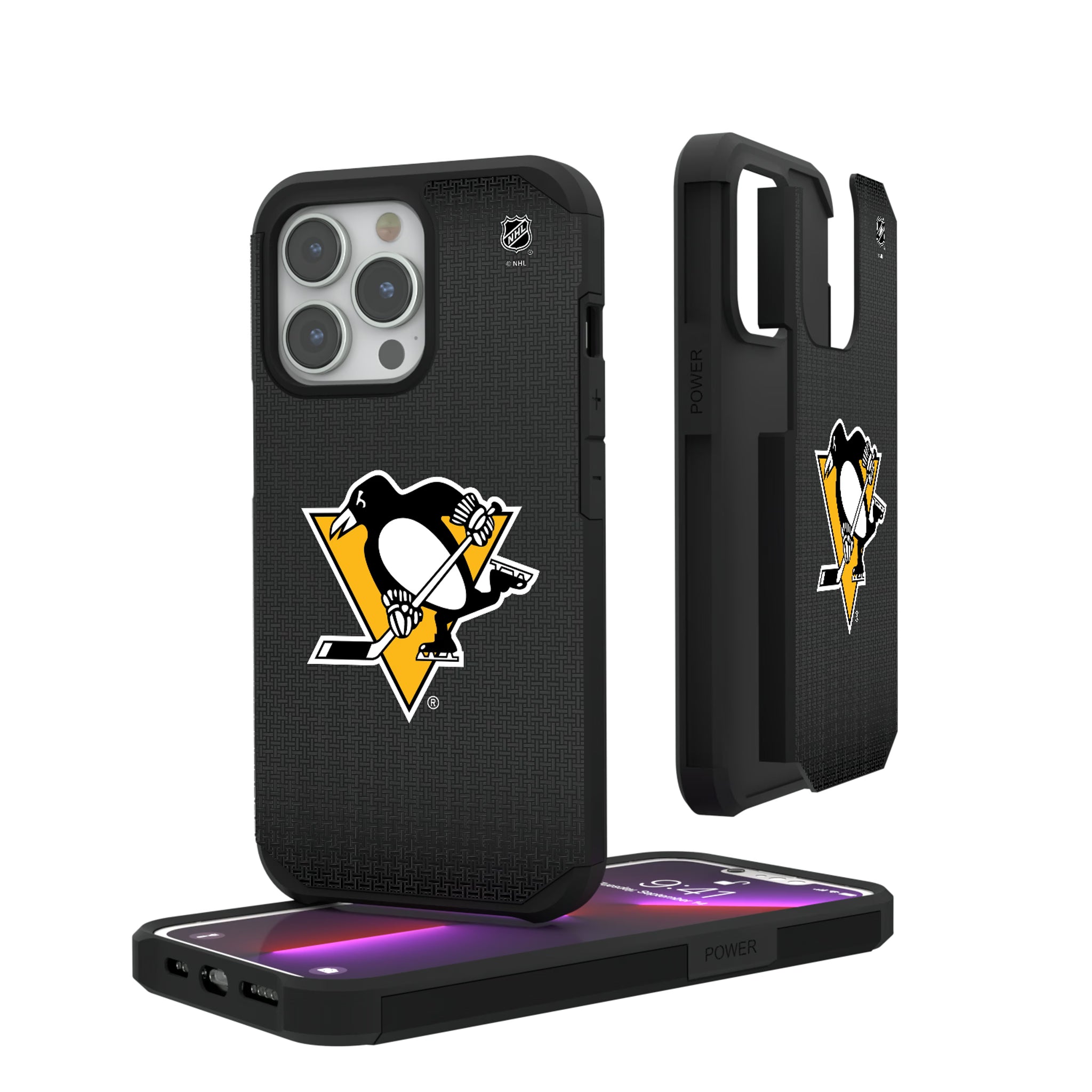 Pittsburgh Penguins Linen iPhone Rugged Phone Case for Apple iPhone#Device_iPhone 13 Pro