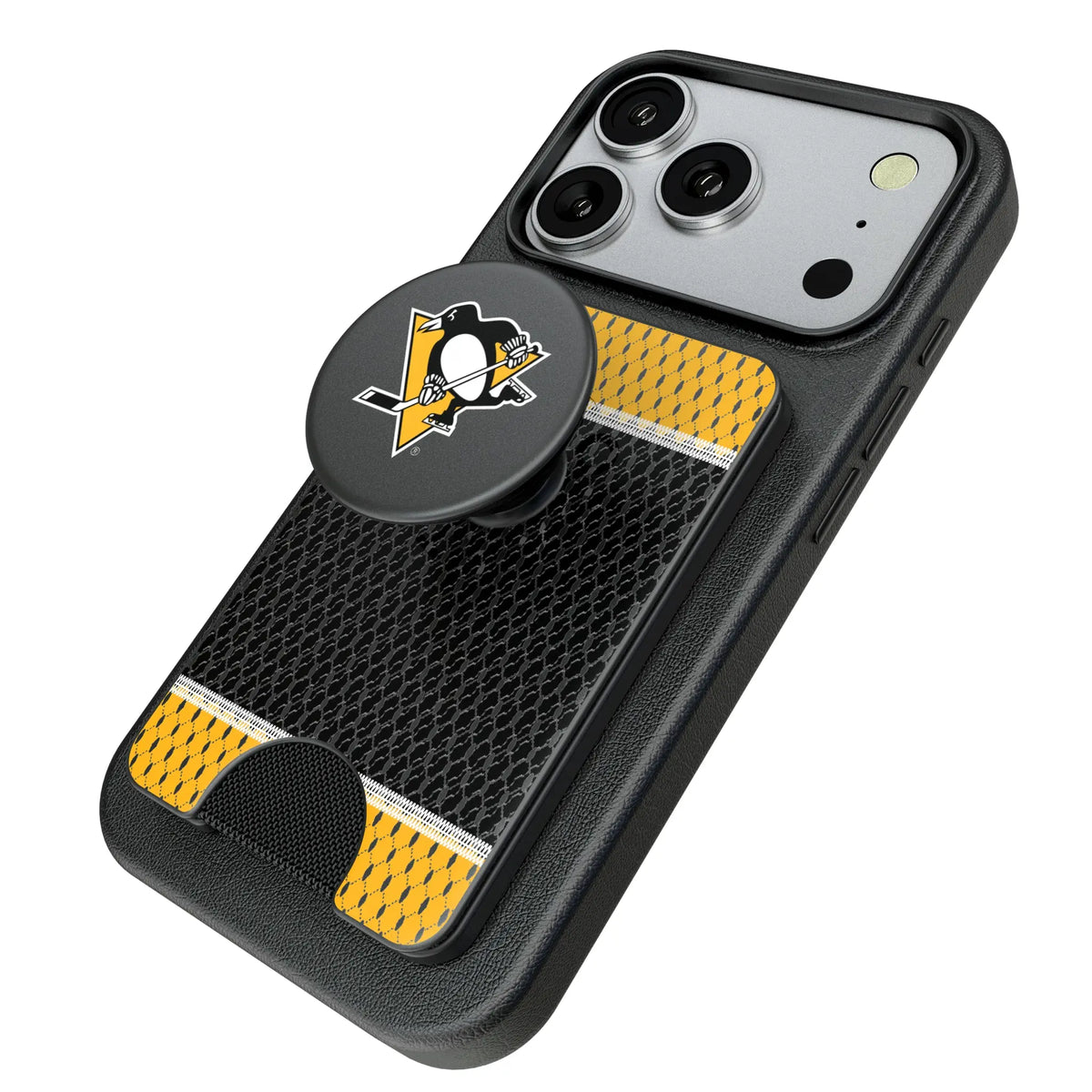 Pittsburgh Penguins Mesh Popsockets Wallet Magnetic - Isometric View