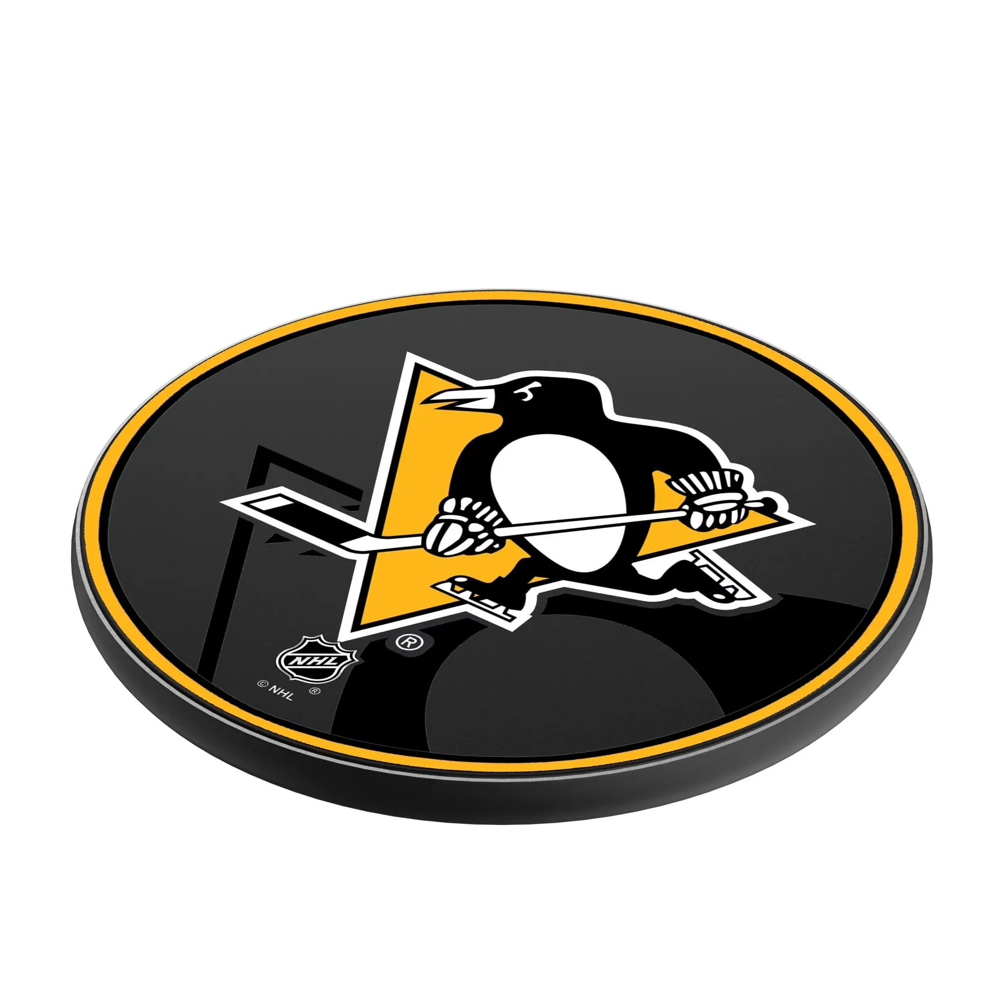 Pittsburgh Penguins Monocolor Tilt 15-Watt Wireless Charger - Isometric View