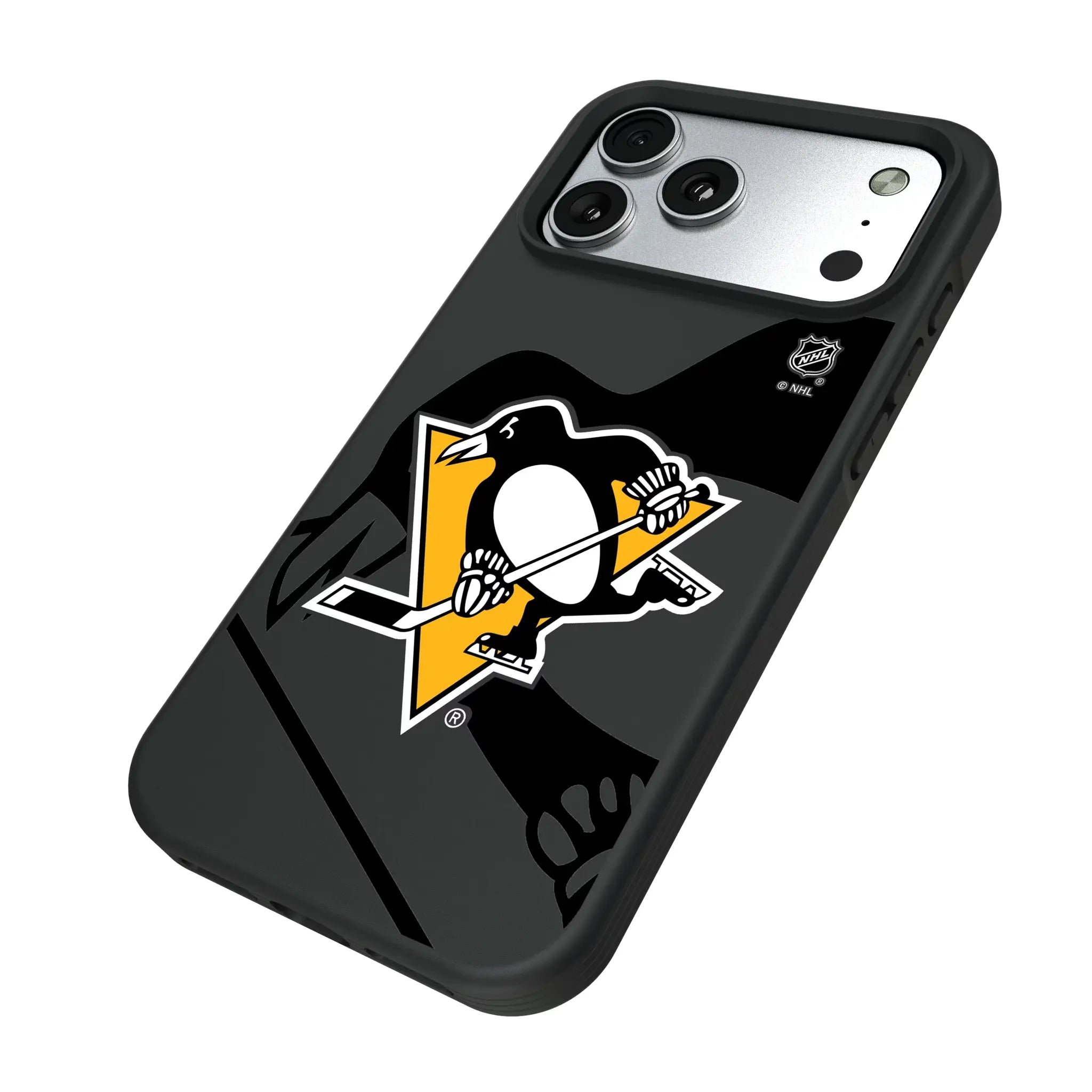 Pittsburgh Penguins Monocolor Tilt iPhone Bump Phone Case for Apple iPhone - Isometric View#Device_iPhone 17 Pro Max