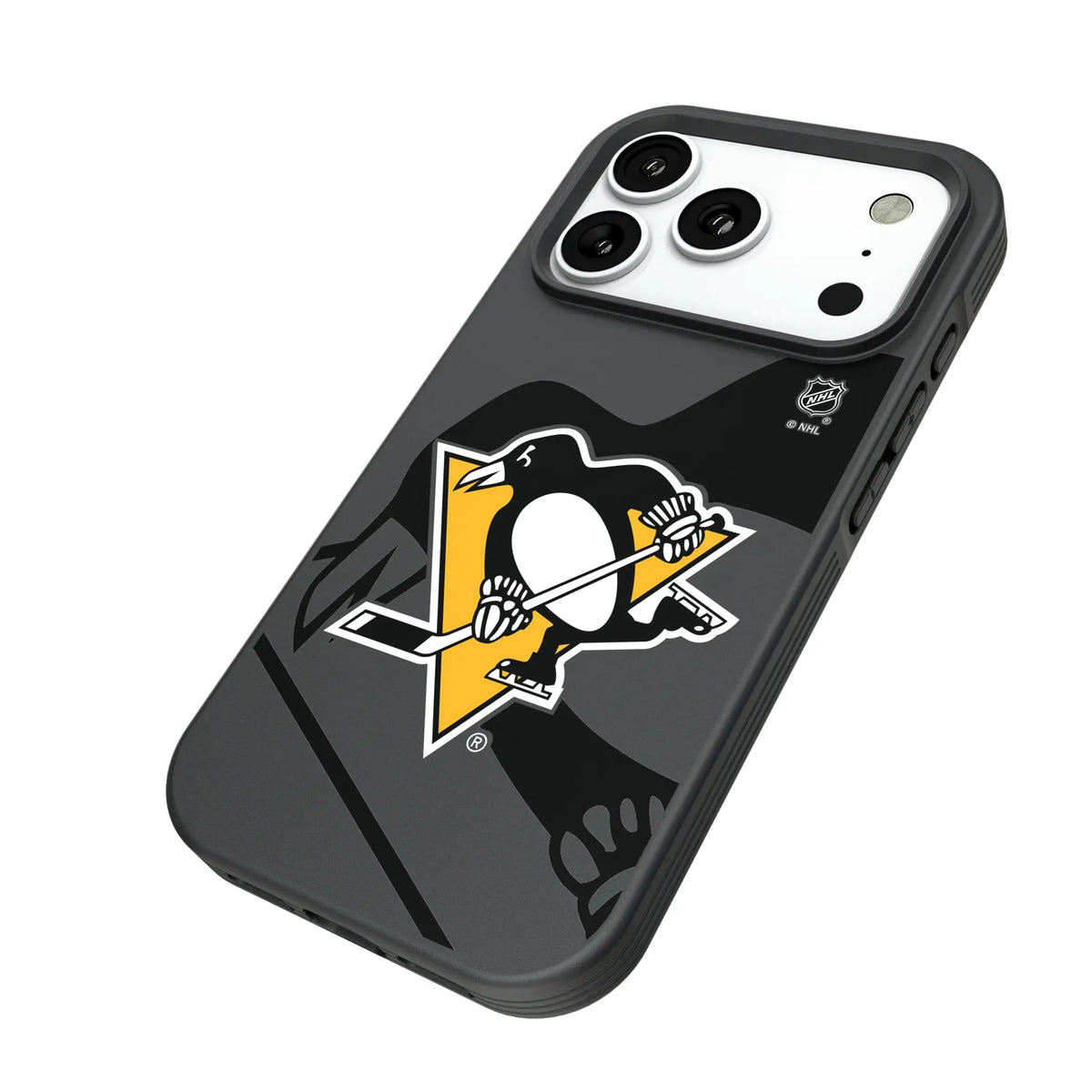 Pittsburgh Penguins Monocolor Tilt iPhone Bump Phone Case for Apple iPhone - Isometric View#Device_iPhone 18 Pro
