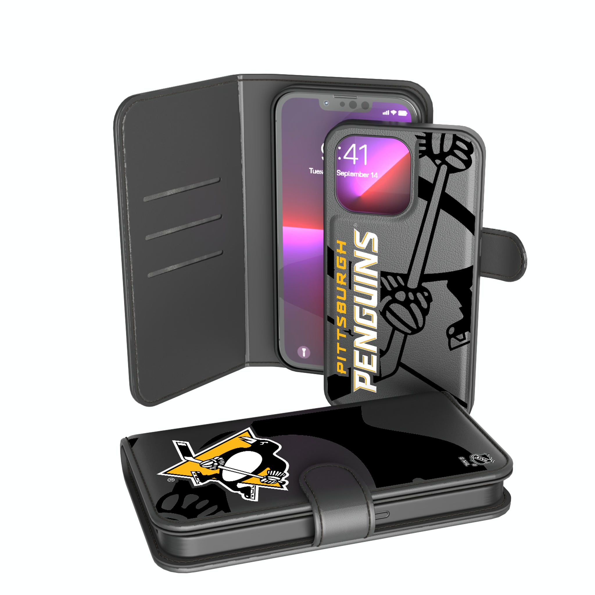 Pittsburgh Penguins Monocolor Tilt iPhone Wallet Phone Case for Apple iPhone