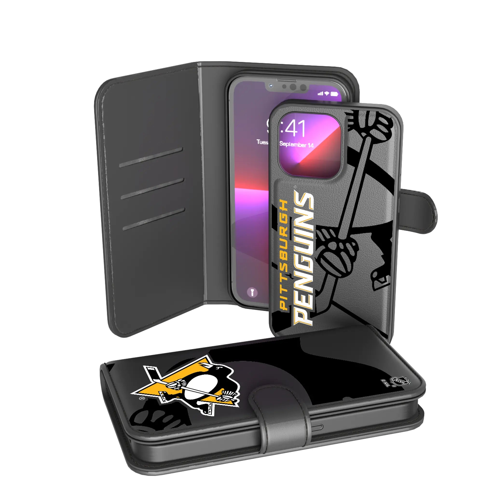 Pittsburgh Penguins Monocolor Tilt iPhone Wallet Phone Case for Apple iPhone