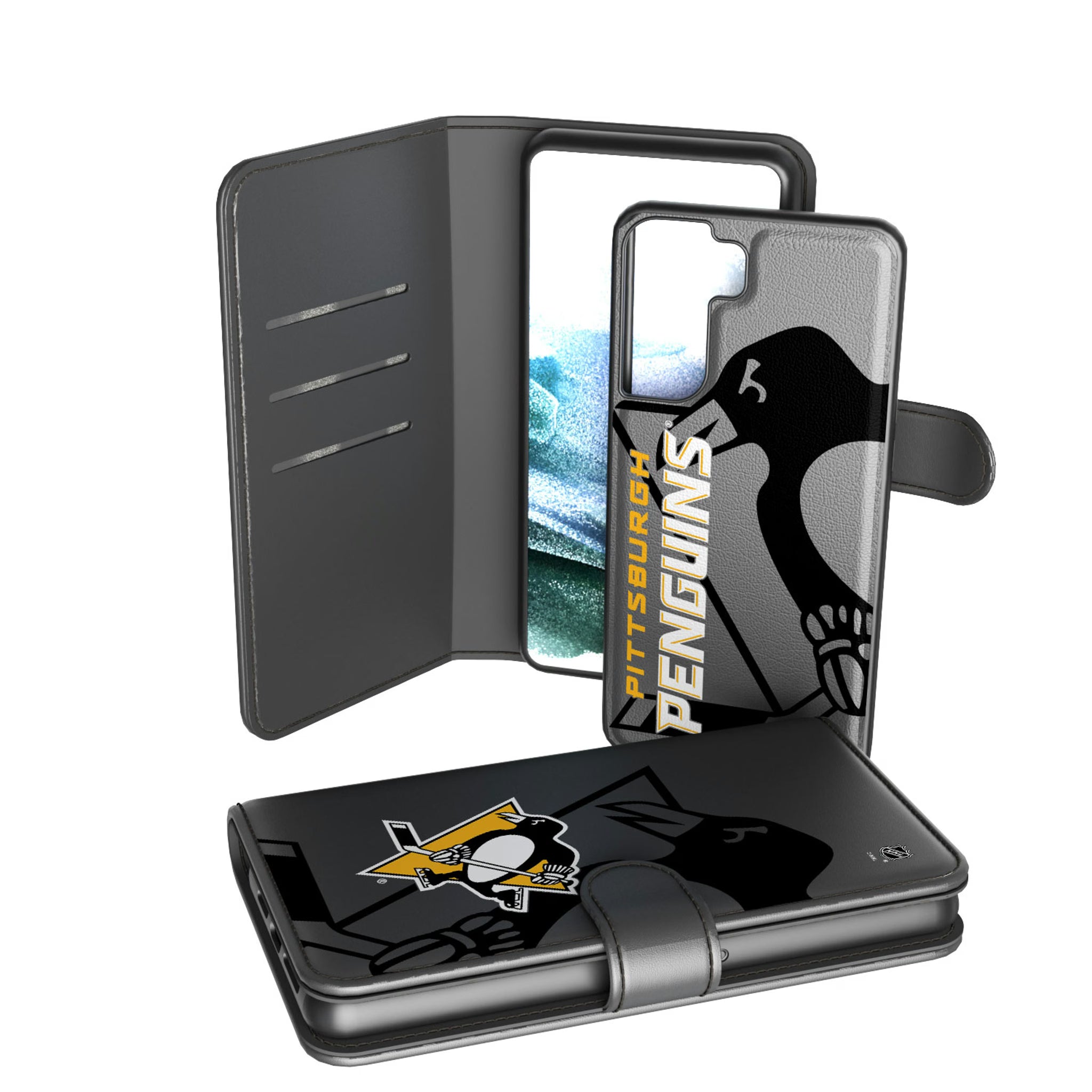 Pittsburgh Penguins Monocolor Tilt Galaxy Wallet Phone Case for Samsung Galaxy
