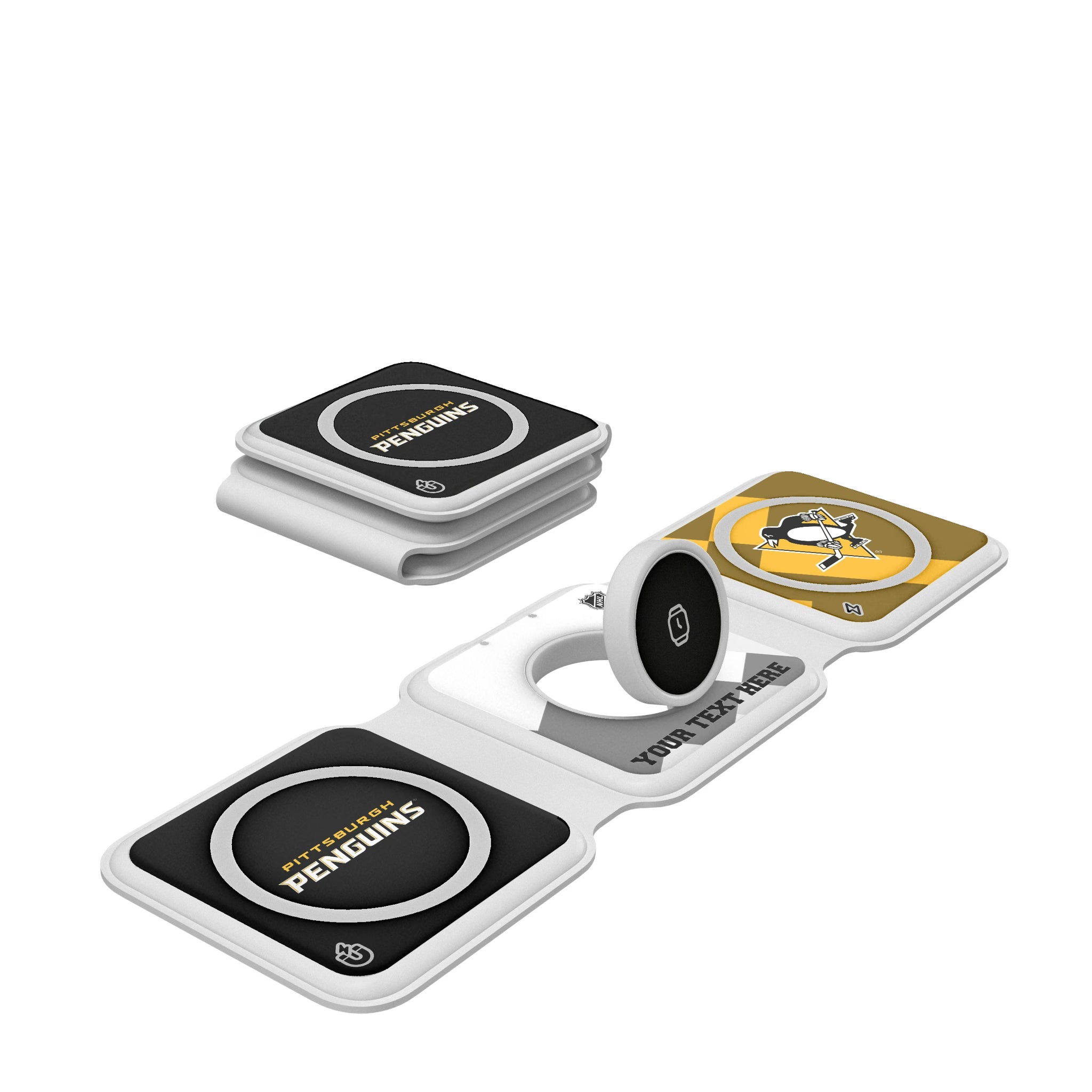 Pittsburgh Penguins Personalized Color Block Foldable 3 in 1 Charger