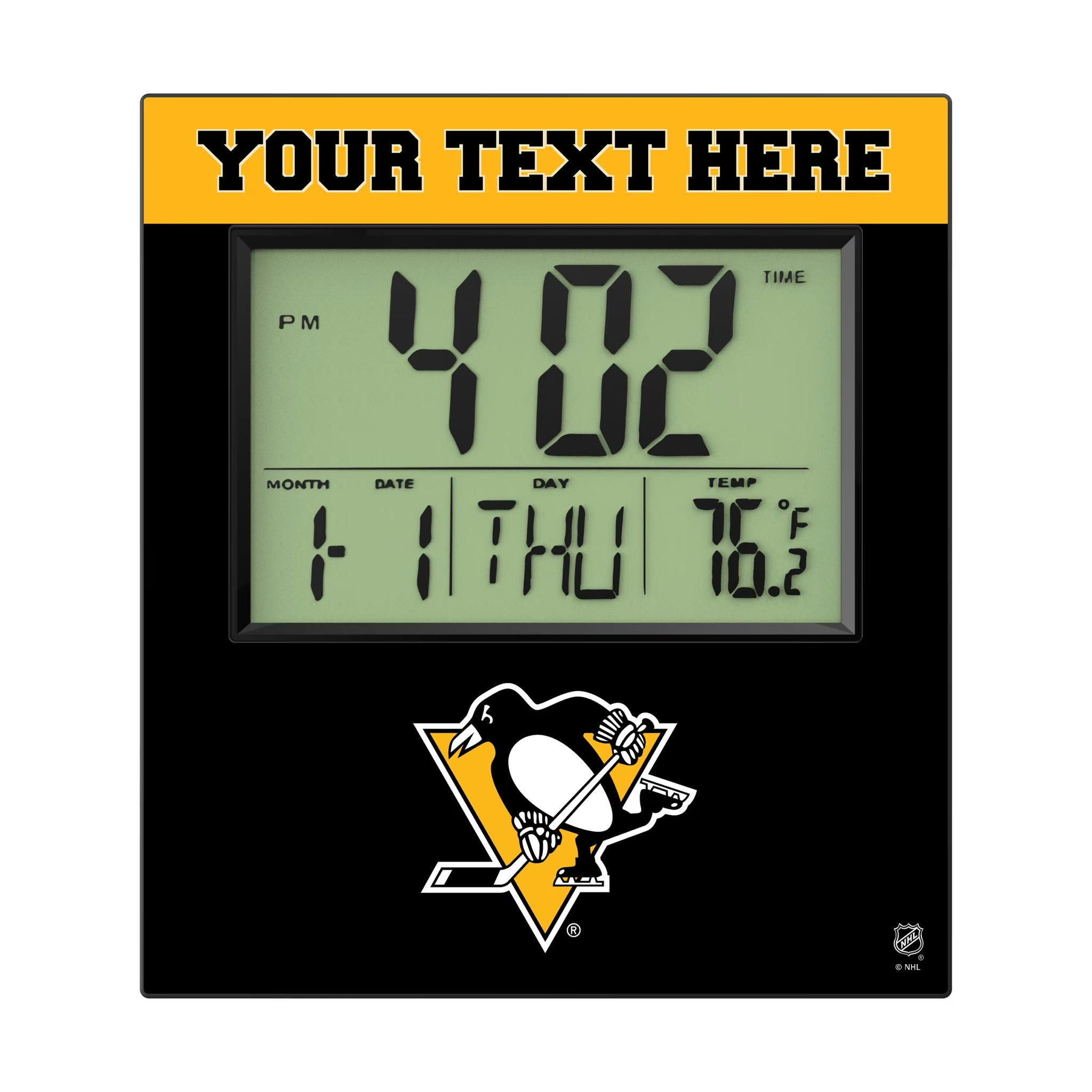 Pittsburgh Penguins Personalized Color Block Wall Clock