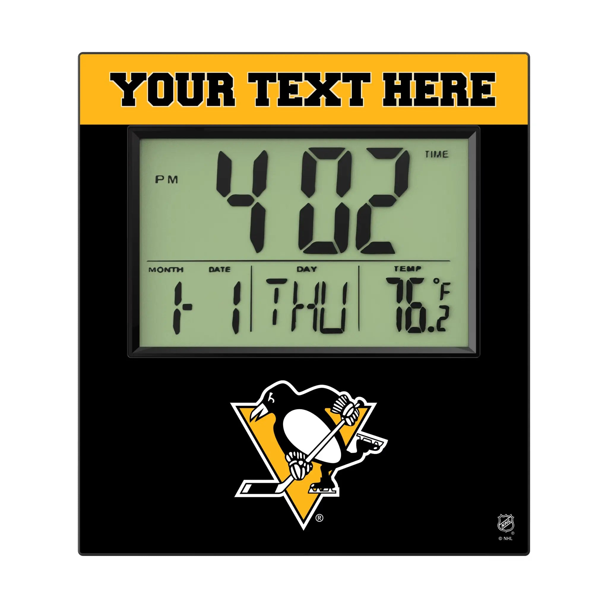 Pittsburgh Penguins Personalized Color Block Wall Clock