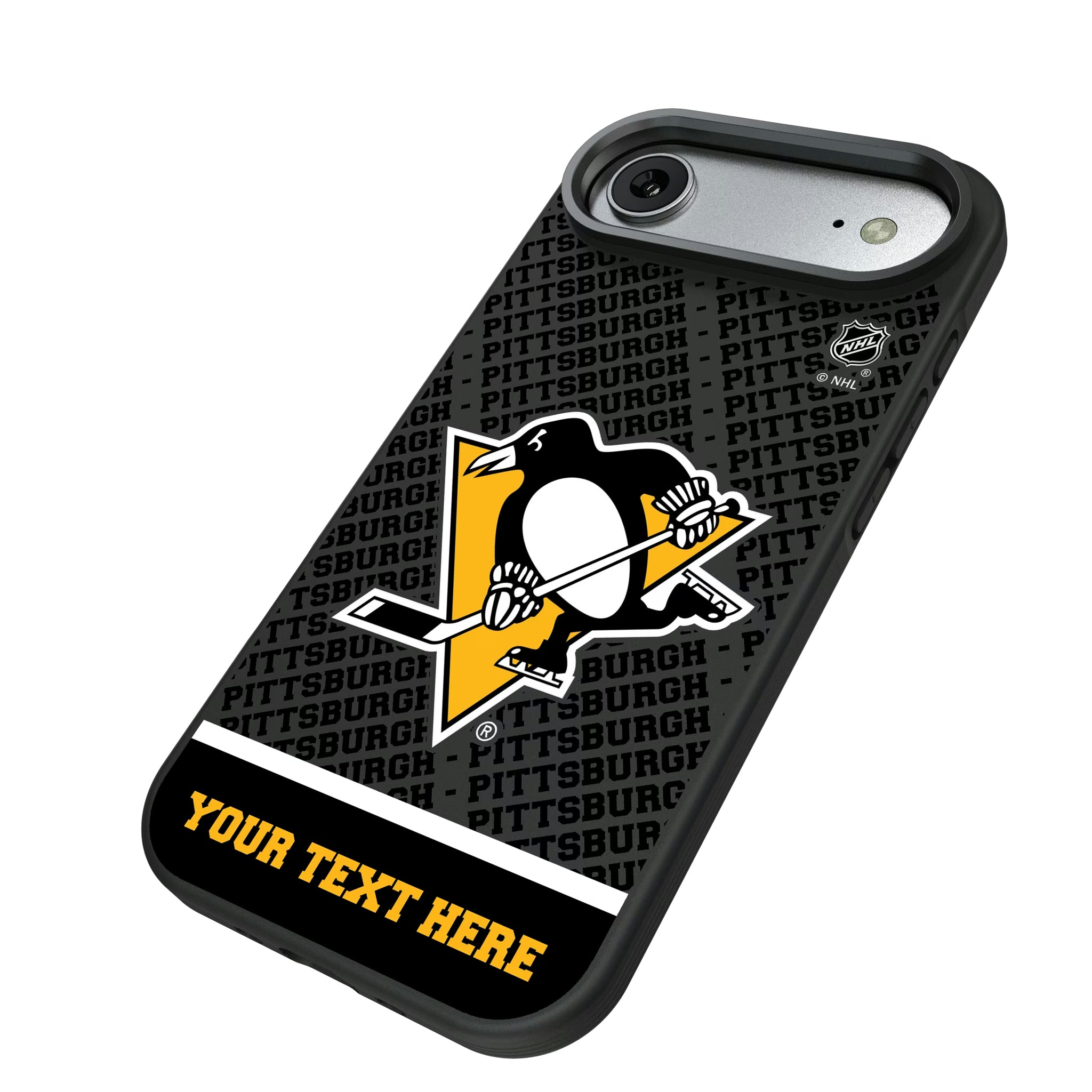 Pittsburgh Penguins Personalized EndZone Plus iPhone Bump Phone Case for Apple iPhone - Isometric View#Device_iPhone Air
