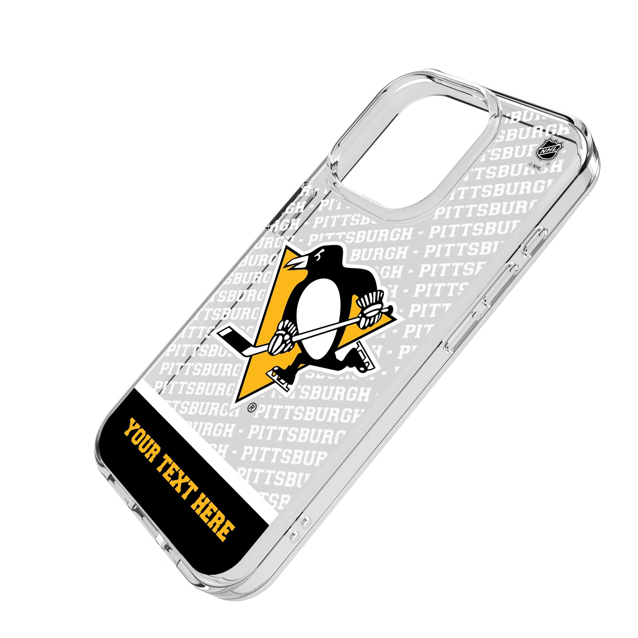 Pittsburgh Penguins Personalized EndZone Plus iPhone Clear Phone Case for Apple iPhone - Isometric View