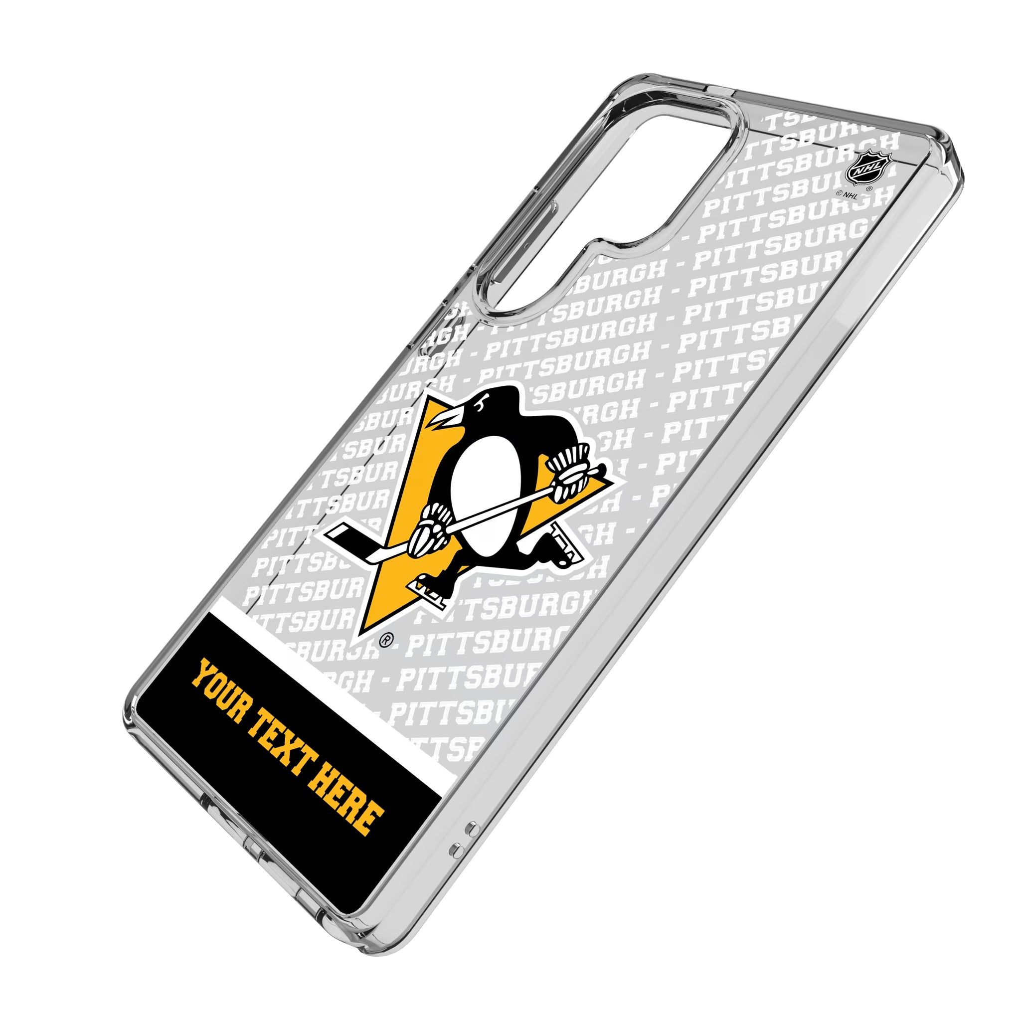 Pittsburgh Penguins Personalized EndZone Plus Galaxy Clear Phone Case for Samsung Galaxy - Isometric View