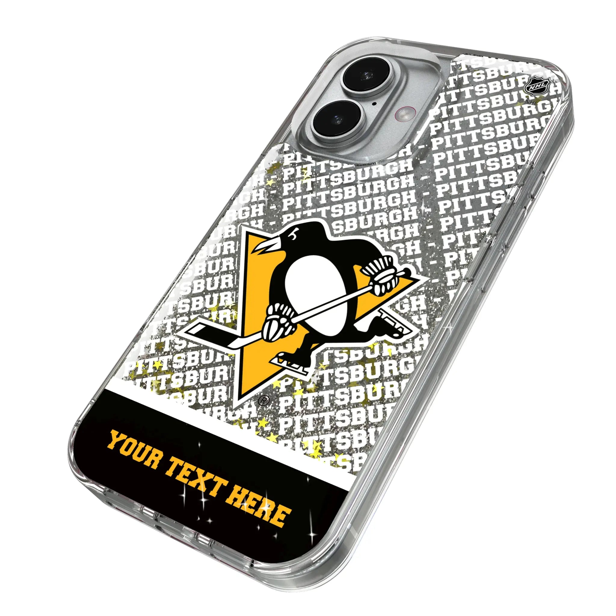 Pittsburgh Penguins Personalized EndZone Plus iPhone Glitter Phone Case for Apple iPhone - Isometric View