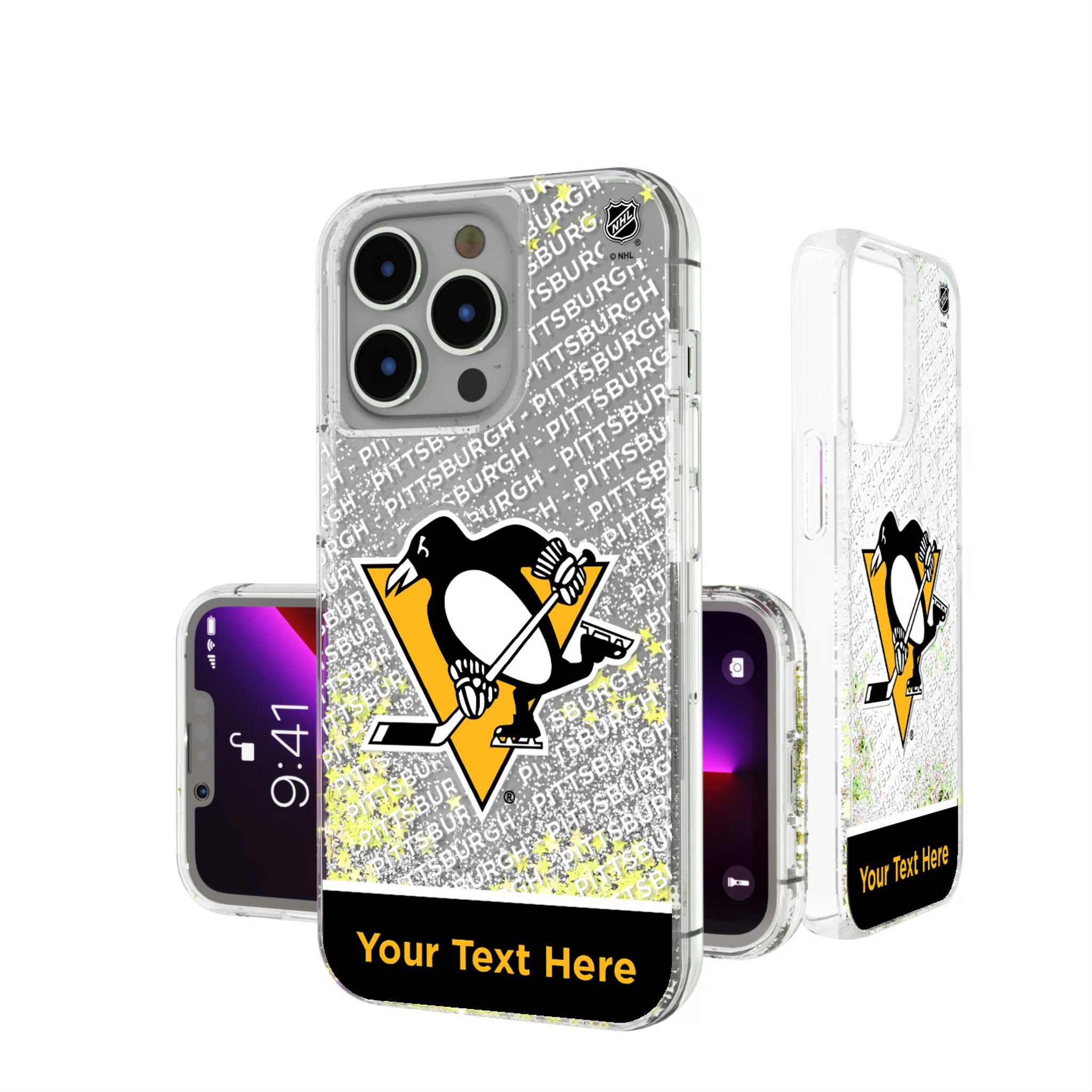 Pittsburgh Penguins Personalized EndZone Plus iPhone Glitter Phone Case for Apple iPhone