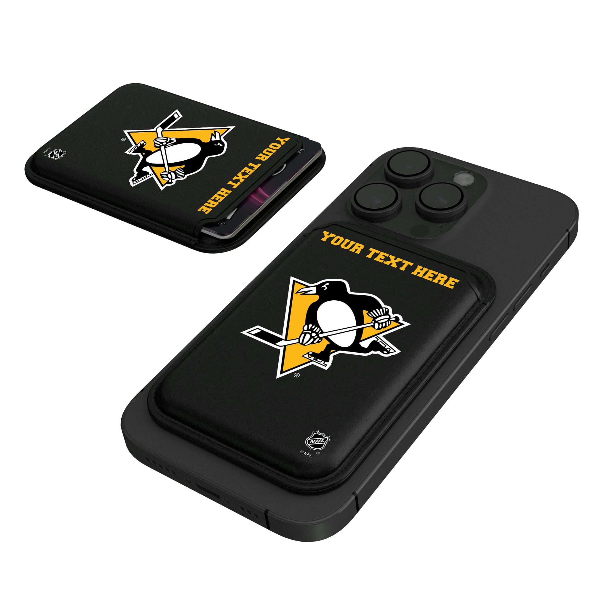 Pittsburgh Penguins Personalized Insignia Black Magnetic Credit Card Wallet
