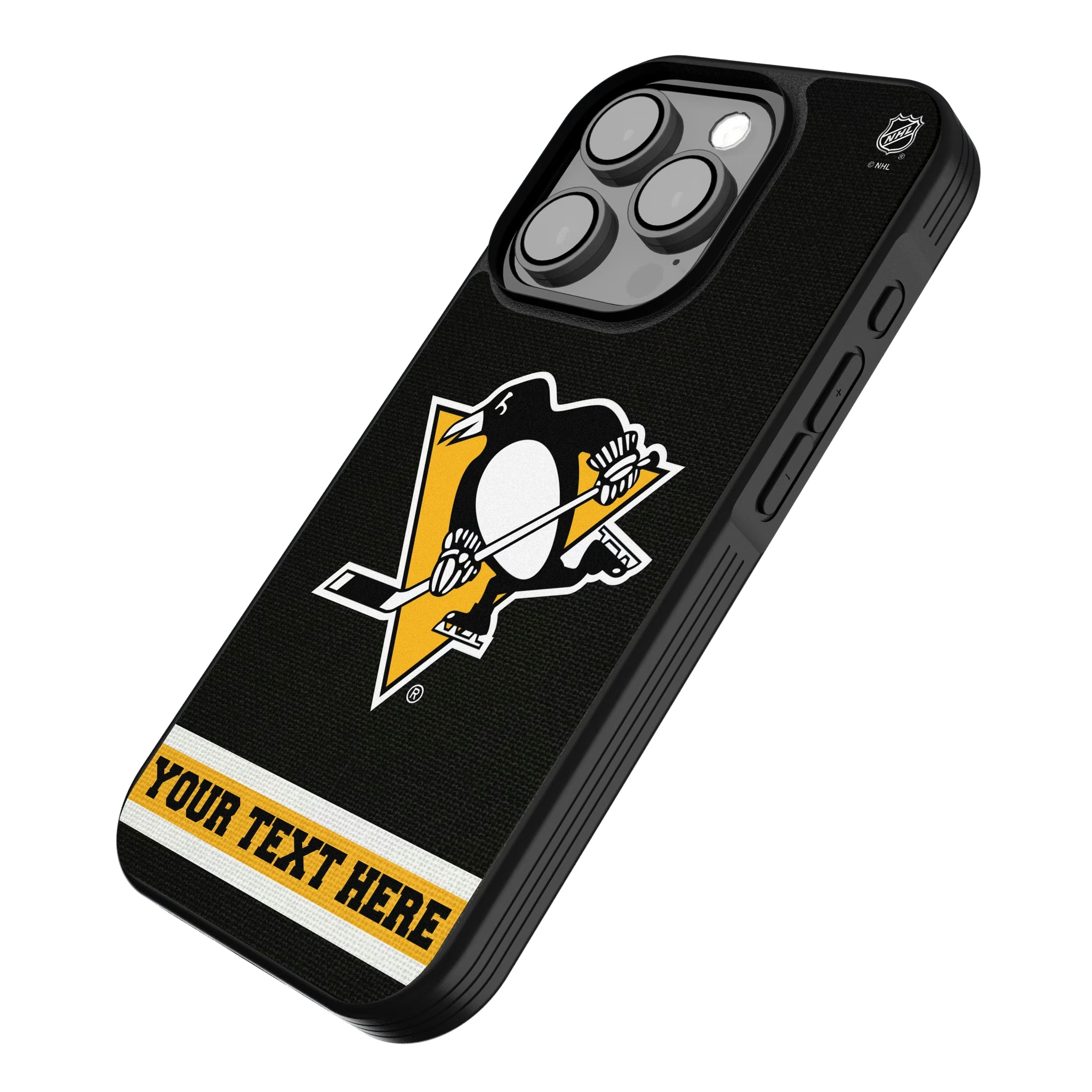 Pittsburgh Penguins Personalized Stripe iPhone Bump Phone Case for Apple iPhone - Isometric View