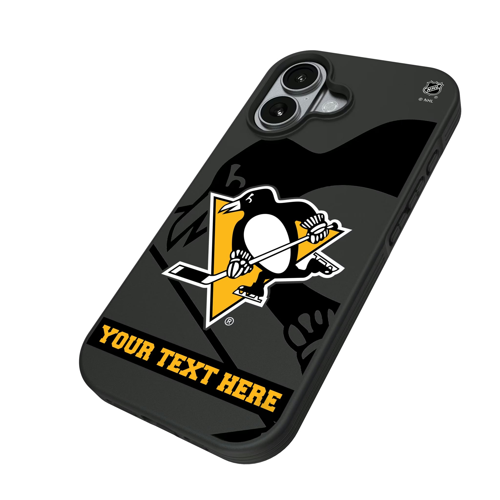 Pittsburgh Penguins Personalized Tilt iPhone Bump Phone Case for Apple iPhone - Isometric View#Device_iPhone 17
