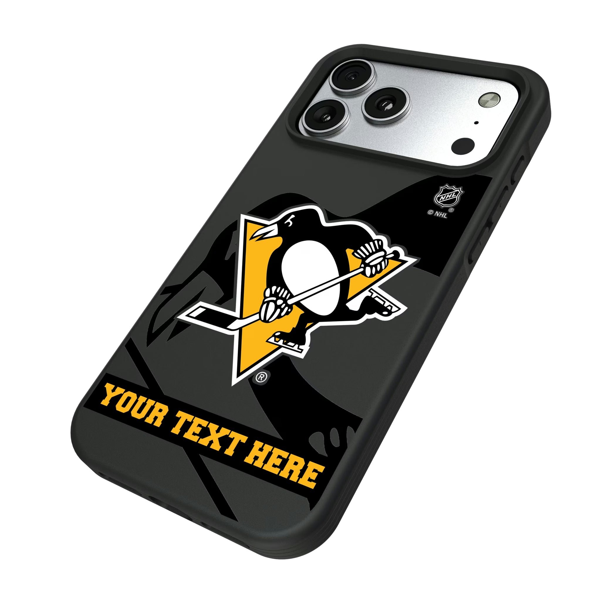 Pittsburgh Penguins Personalized Tilt iPhone Bump Phone Case for Apple iPhone - Isometric View#Device_iPhone 17 Pro Max