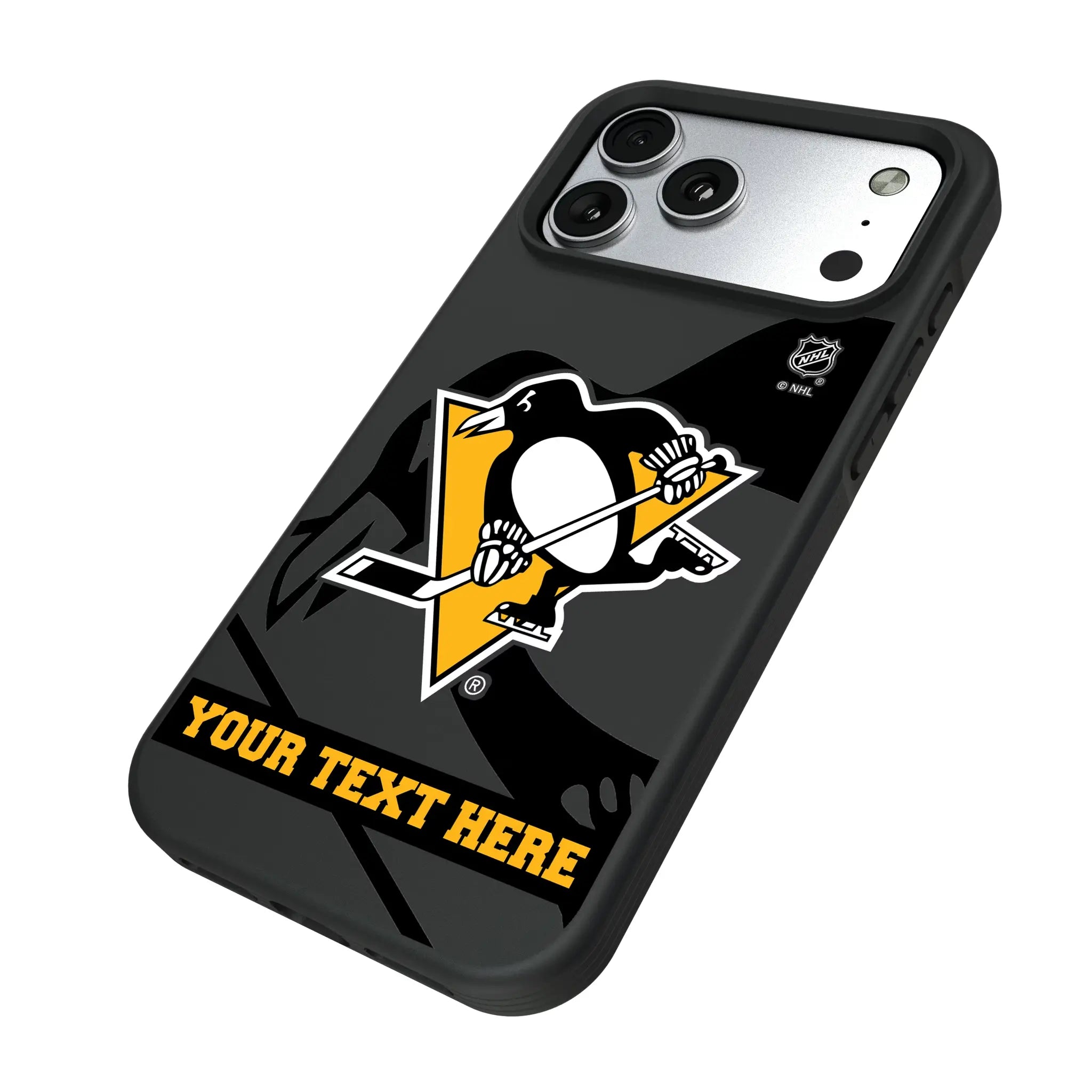 Pittsburgh Penguins Personalized Tilt iPhone Bump Phone Case for Apple iPhone - Isometric View#Device_iPhone 17 Pro Max