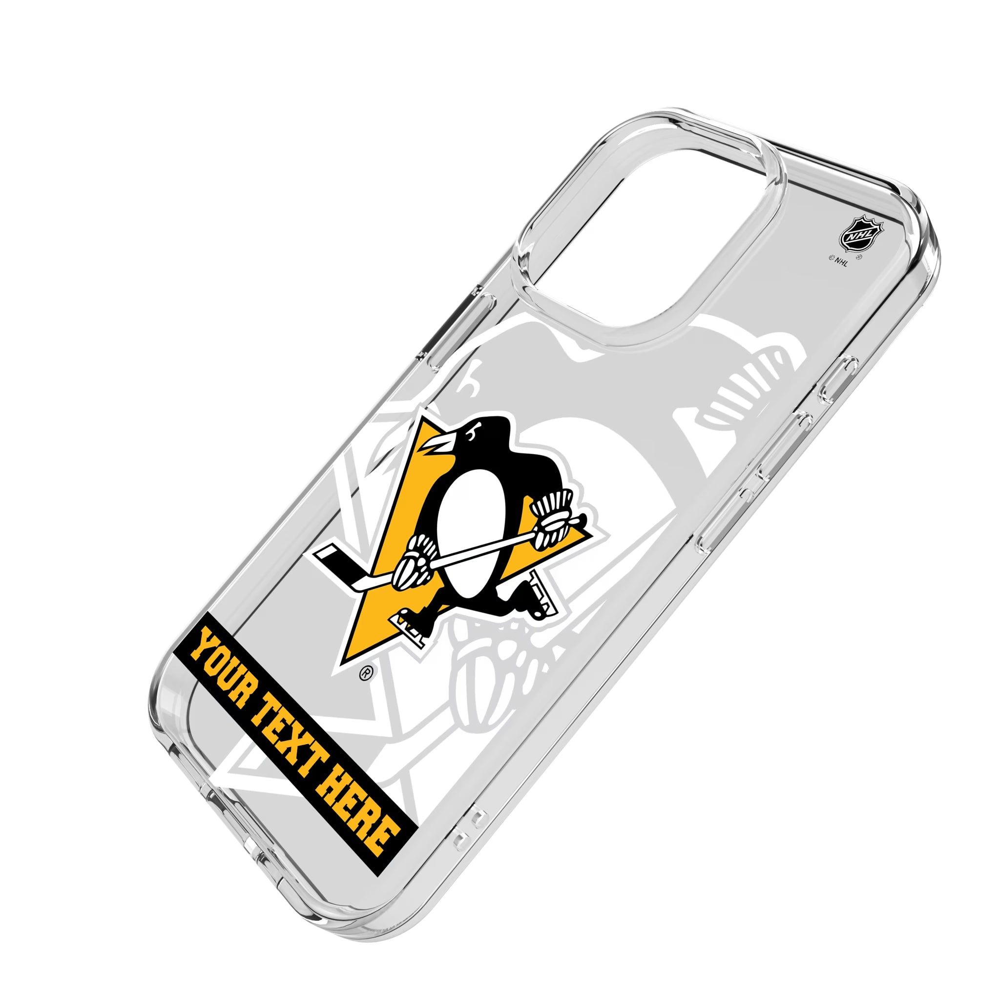 Pittsburgh Penguins Personalized Tilt iPhone Clear Phone Case for Apple iPhone - Isometric View