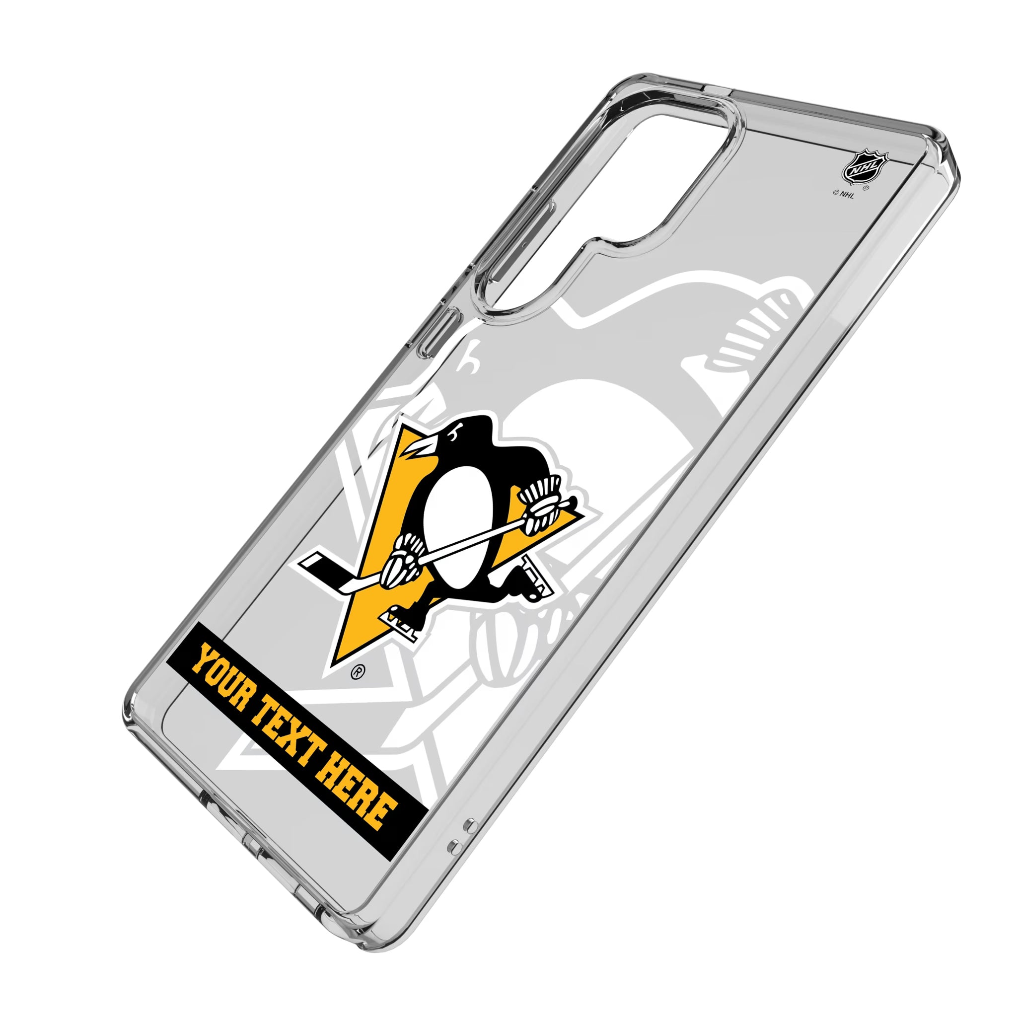 Pittsburgh Penguins Personalized Tilt Galaxy Clear Phone Case for Samsung Galaxy - Isometric View