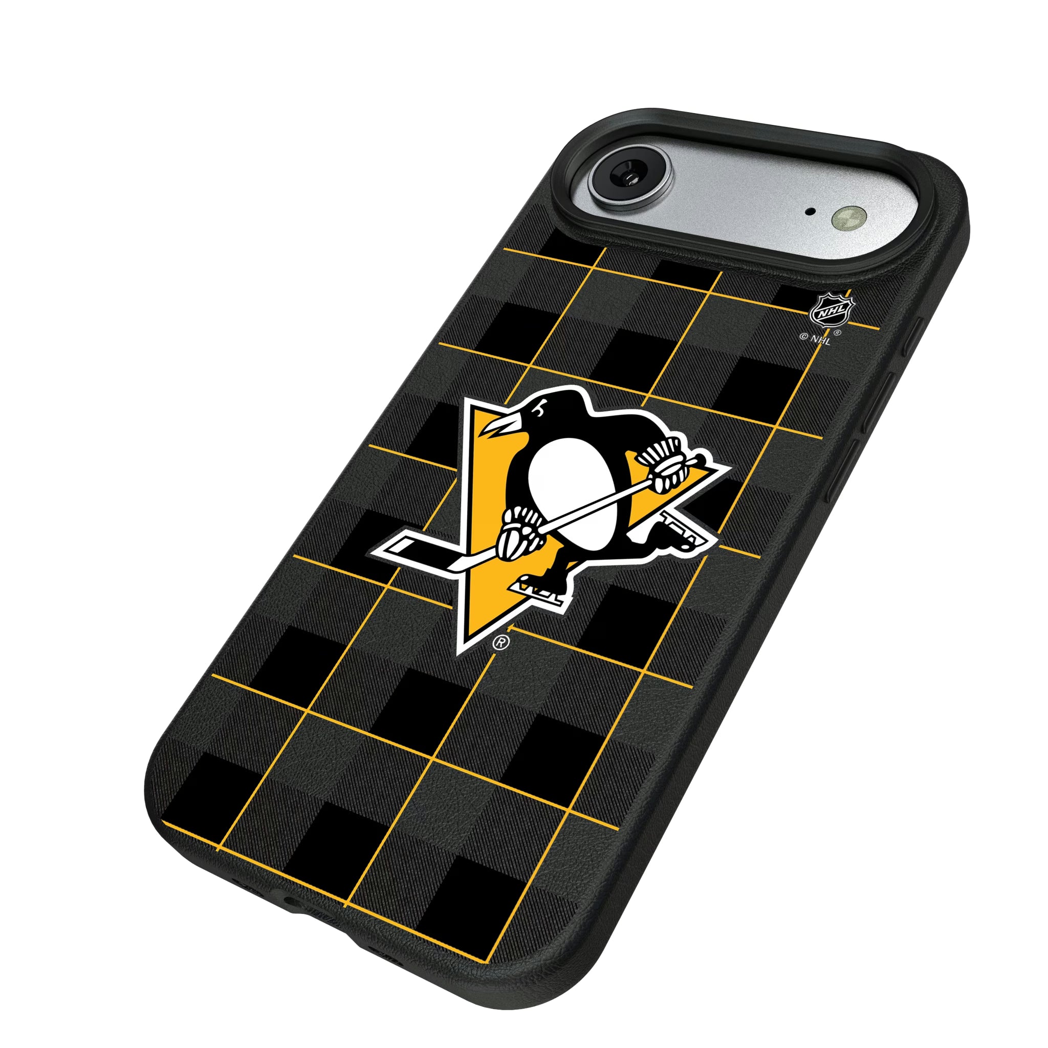 Pittsburgh Penguins Plaid iPhone MagSafe Compatible Phone Case for Apple iPhone - Isometric View#Device_iPhone Air
