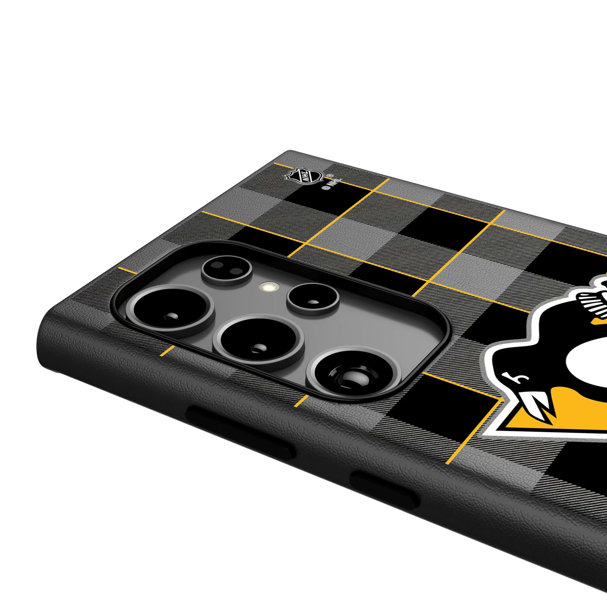 Pittsburgh Penguins Plaid Galaxy MagSafe Compatible Phone Case for Samsung Galaxy - Detail