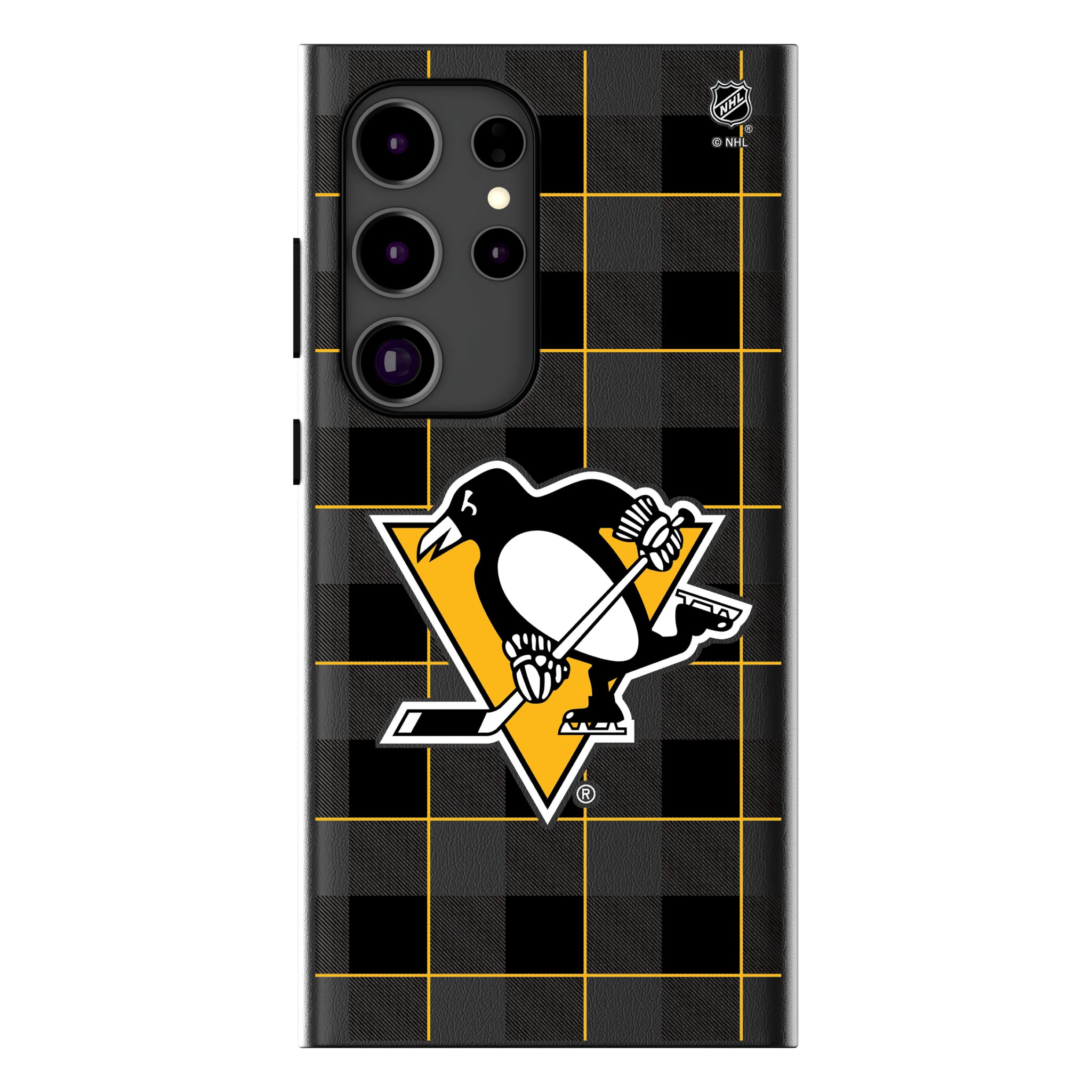 Pittsburgh Penguins Plaid Galaxy MagSafe Compatible Phone Case for Samsung Galaxy