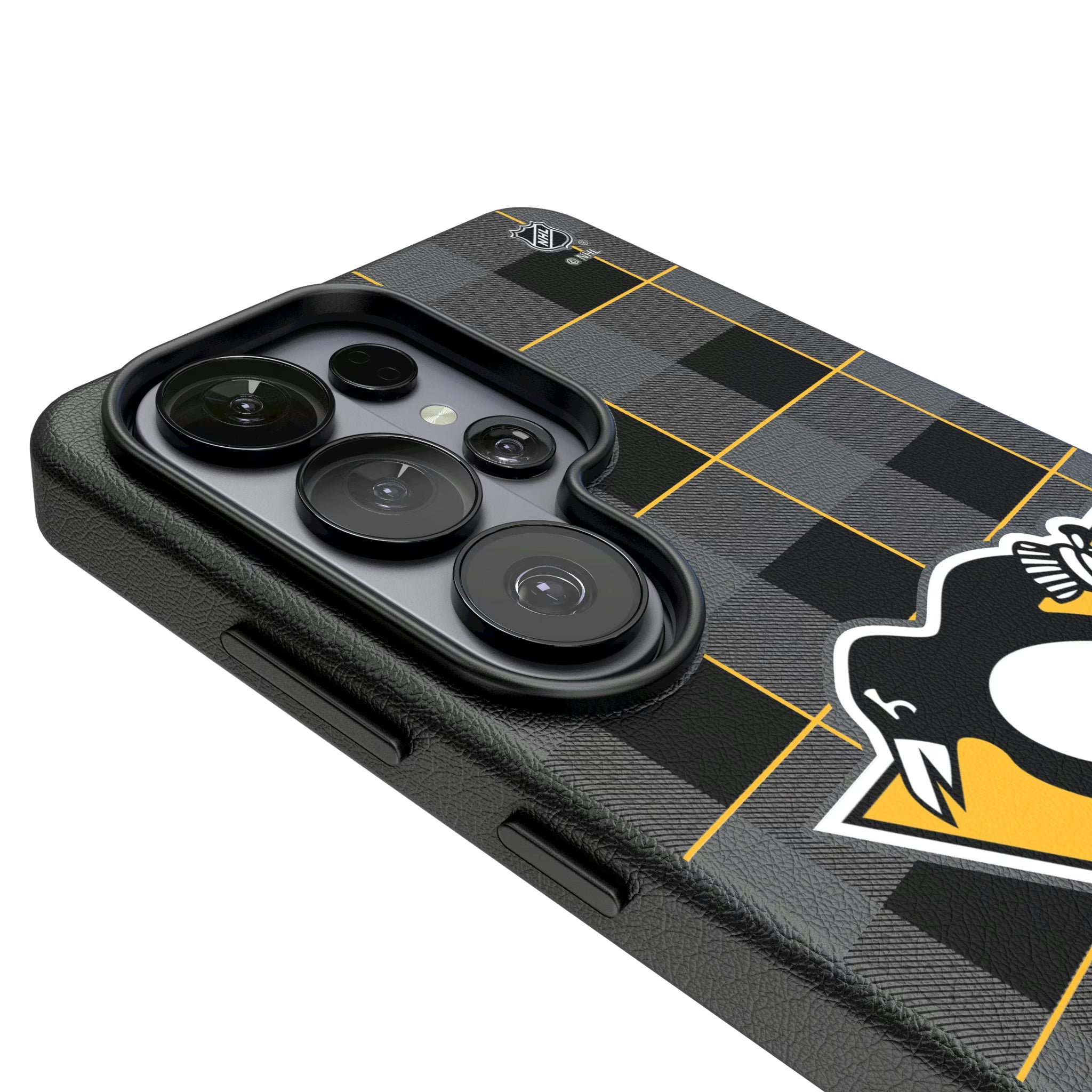 Pittsburgh Penguins Plaid Galaxy MagSafe Compatible Phone Case for Samsung Galaxy - Detail