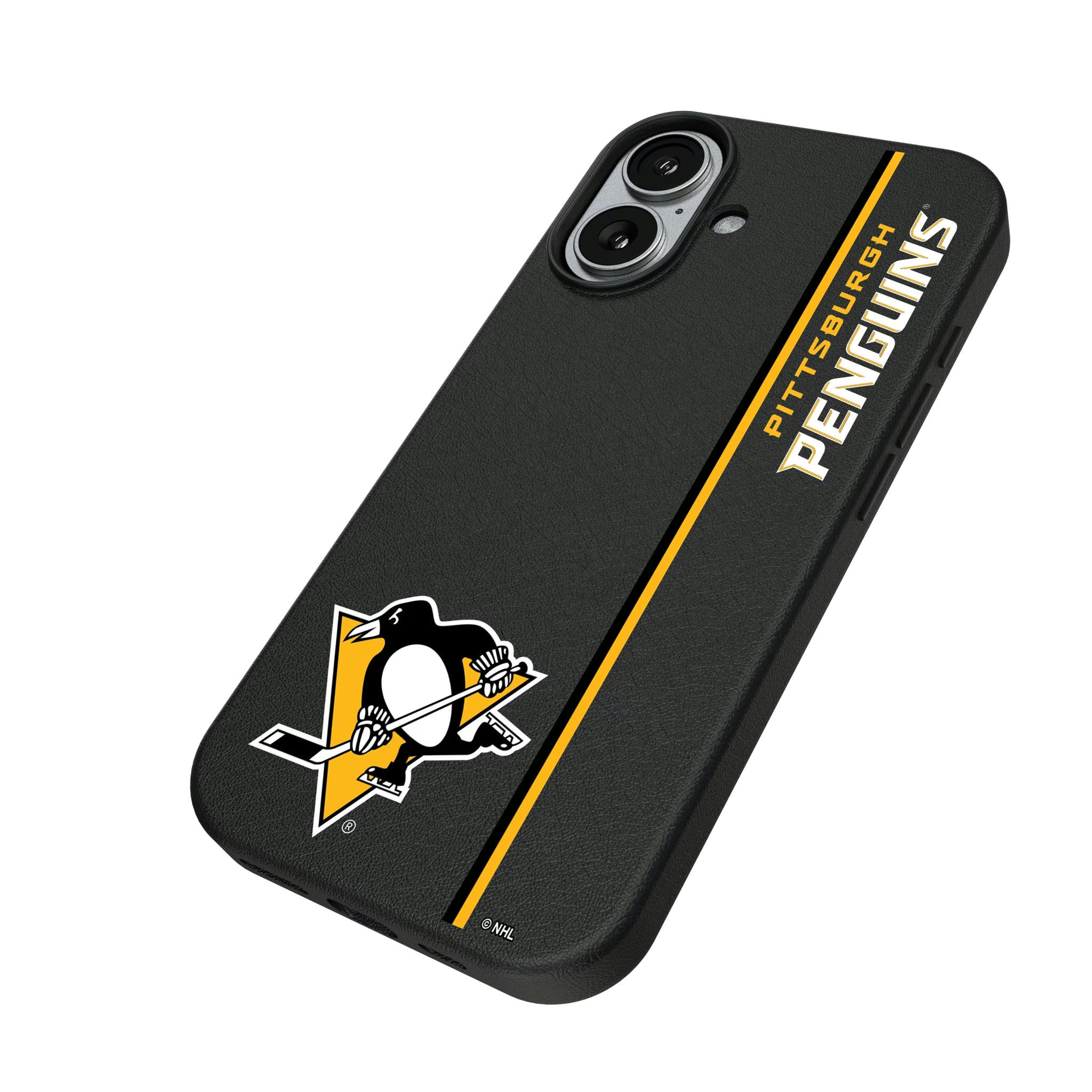 Pittsburgh Penguins Sidebar iPhone MagSafe Compatible Phone Case for Apple iPhone - Isometric View#Device_iPhone 17