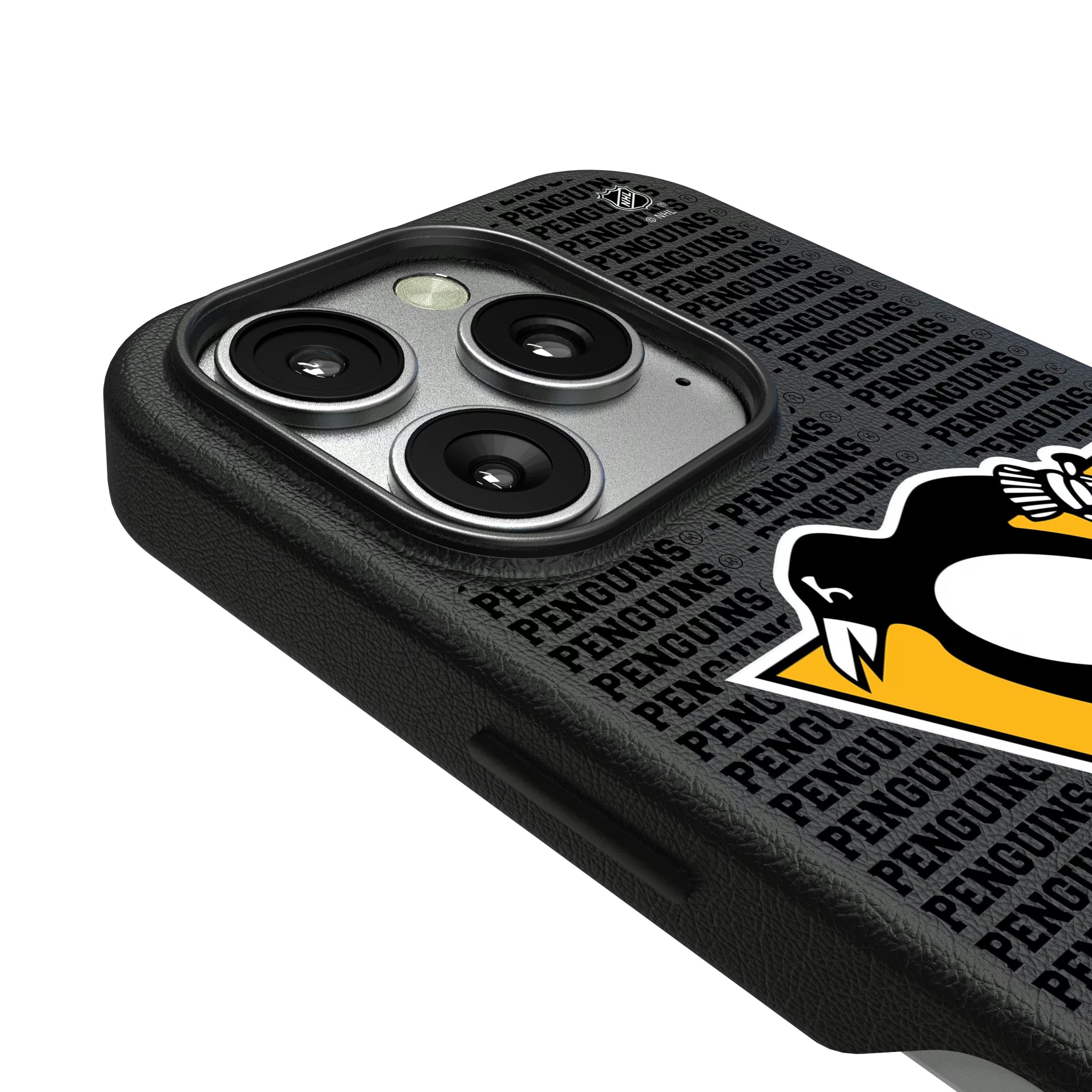 Pittsburgh Penguins Text Backdrop iPhone MagSafe Compatible Phone Case for Apple iPhone - Detail