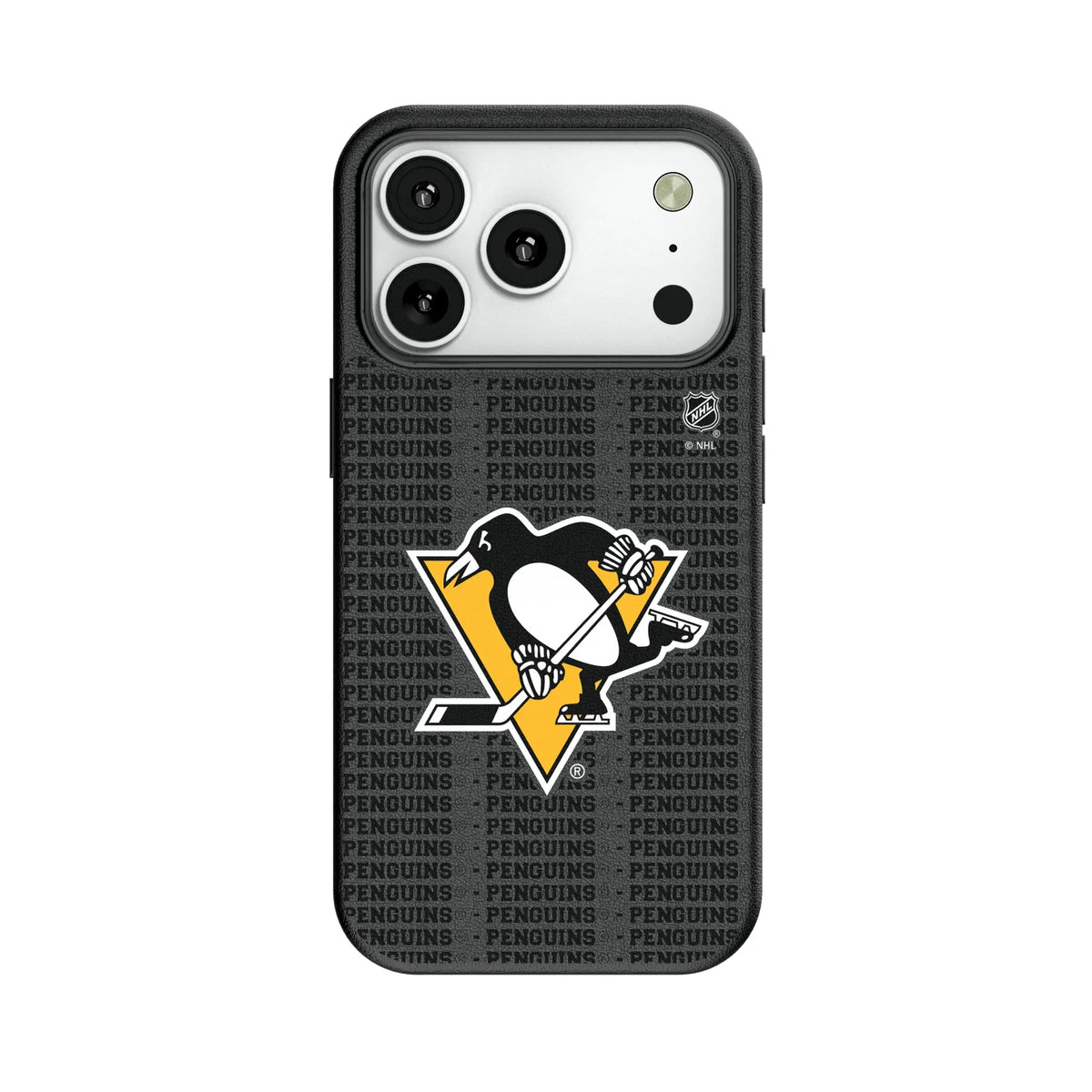 Pittsburgh Penguins Text Backdrop MagSafe Compatible Phone Case for Apple iPhone
