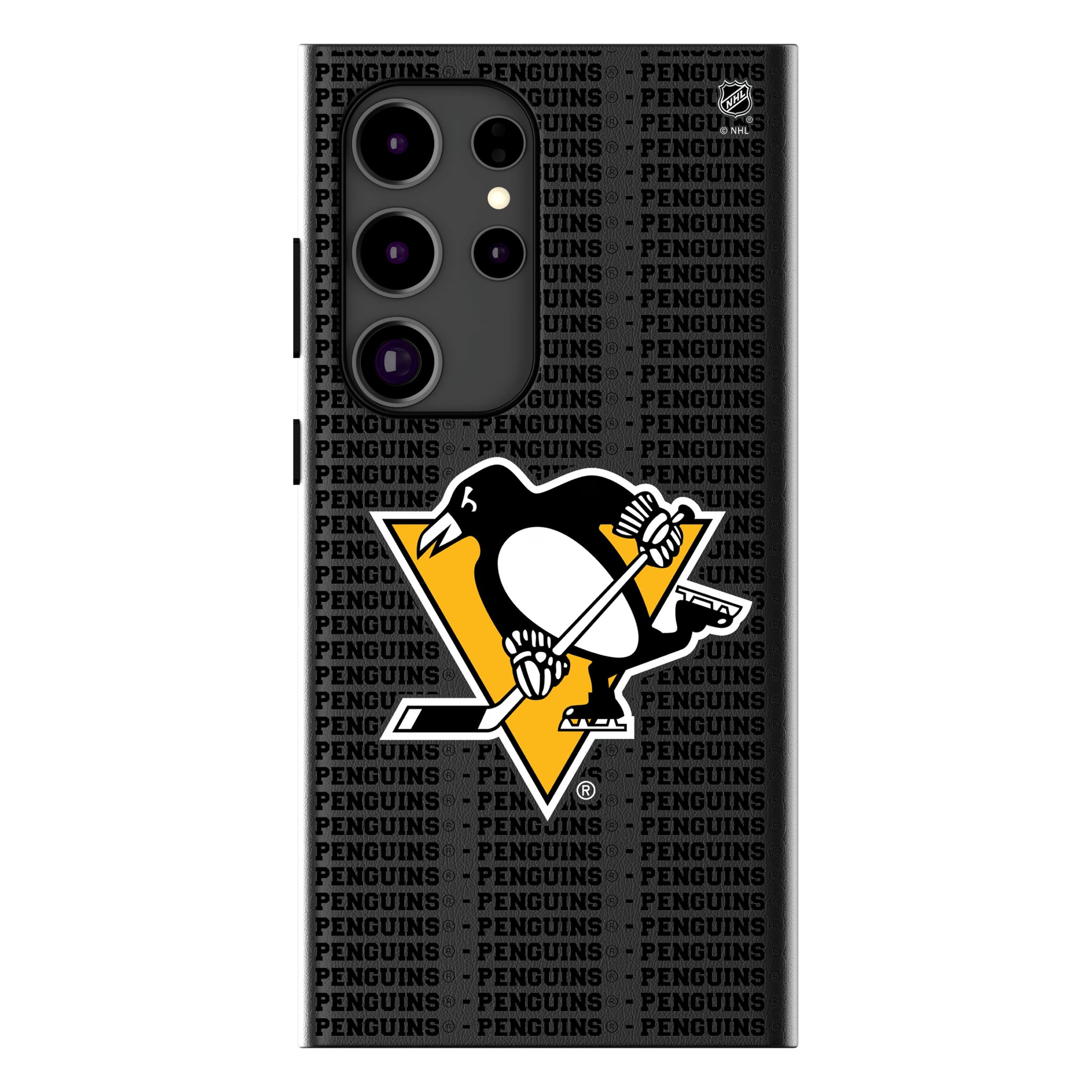 Pittsburgh Penguins Text Backdrop Galaxy MagSafe Compatible Phone Case for Samsung Galaxy