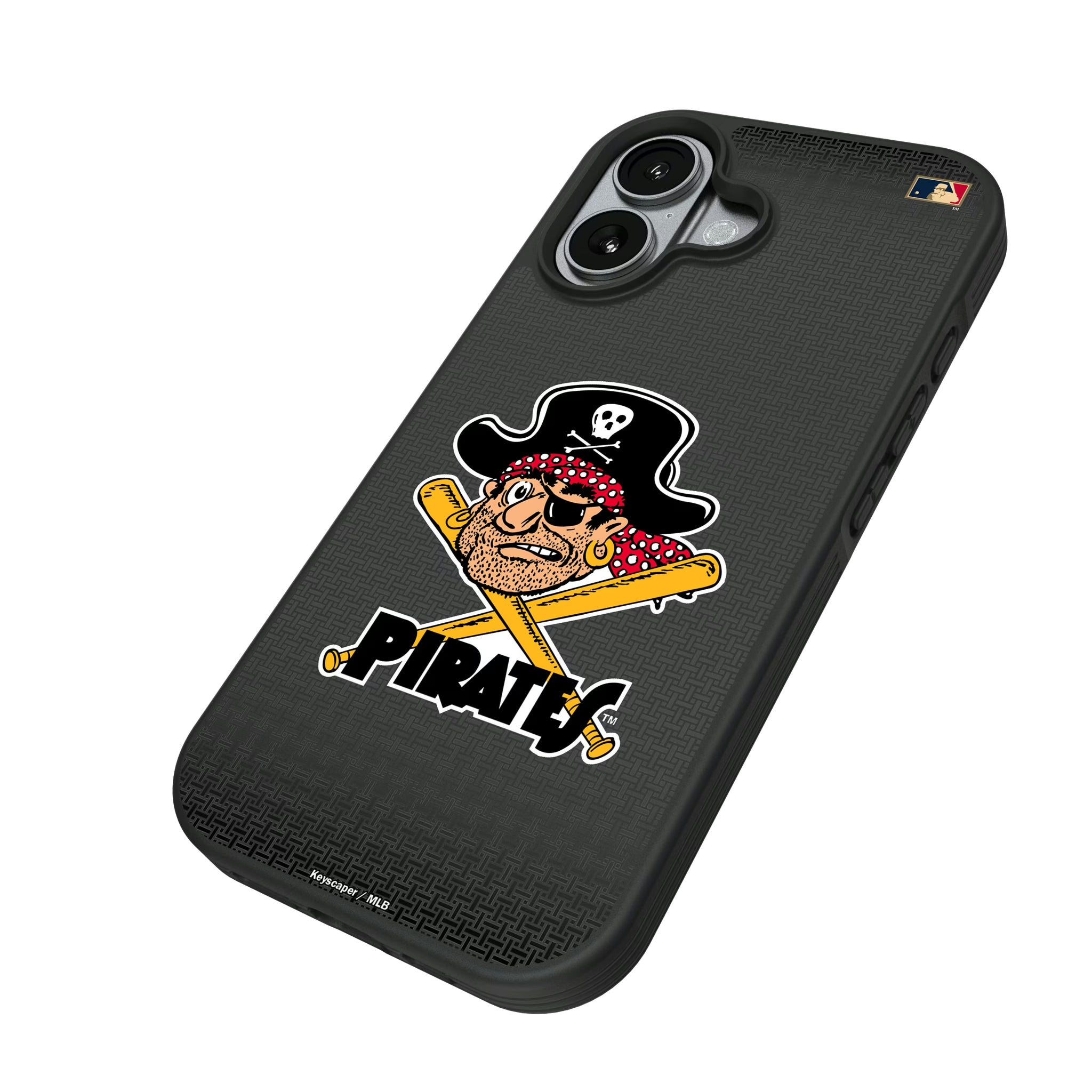 Pittsburgh Pirates 1958-1966 - Cooperstown Collection Linen iPhone Bump Phone Case for Apple iPhone - Isometric View#Device_iPhone 17