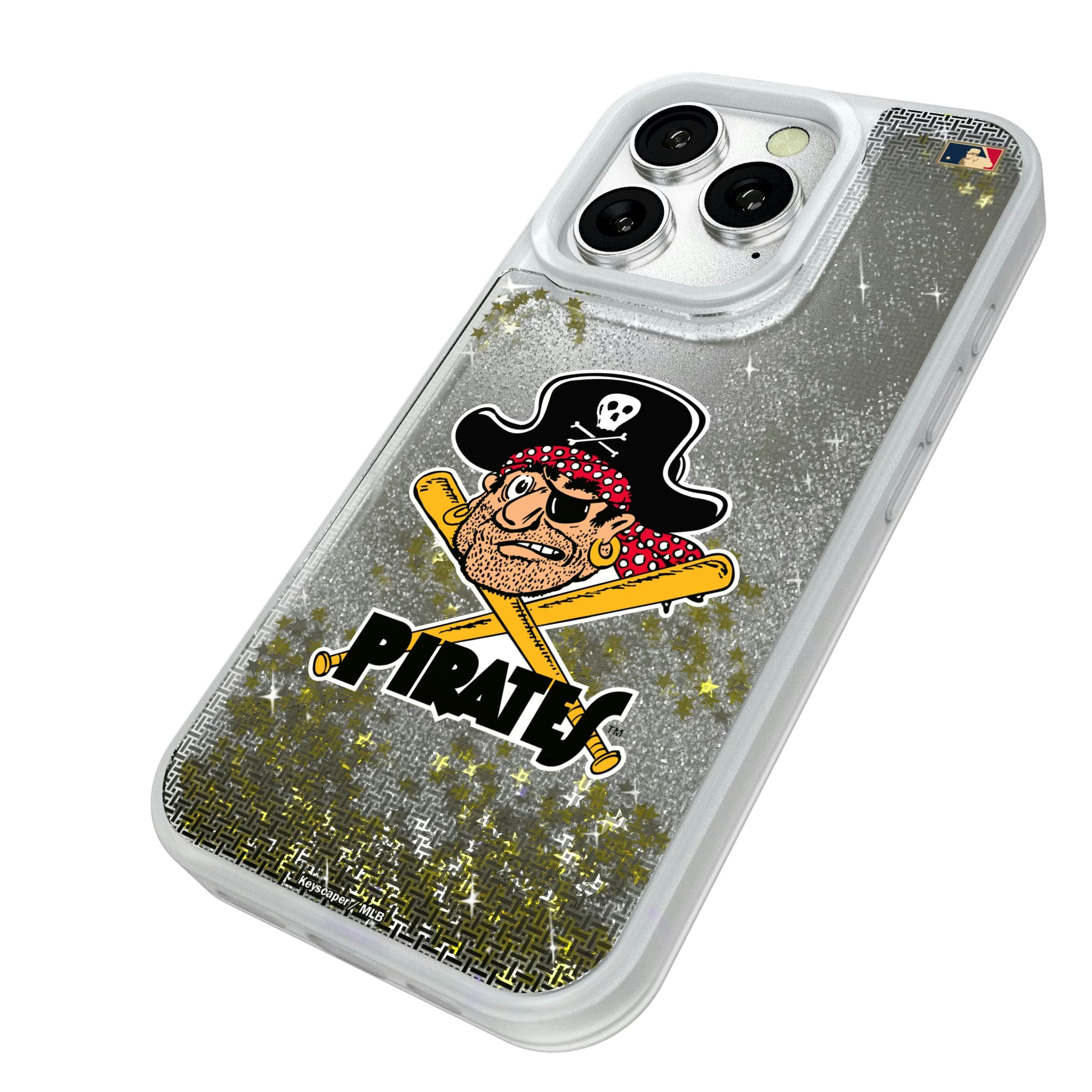 Pittsburgh Pirates 1958-1966 - Cooperstown Collection Linen iPhone Glitter Phone Case for Apple iPhone - Isometric View#Device_iPhone 16 Pro